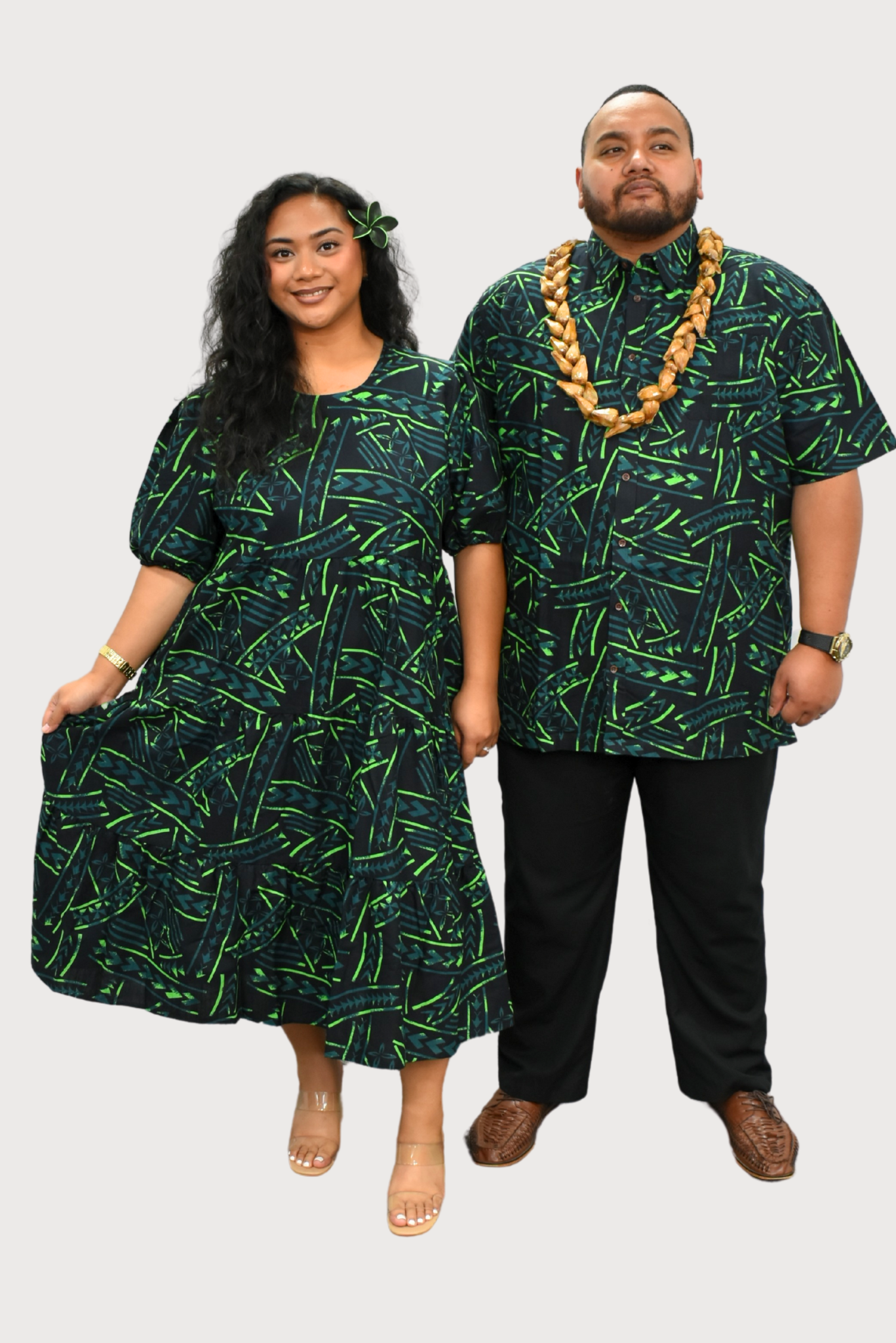 DIANA DRESS - HIGH WAIST DRESS - BLACK & GREEN