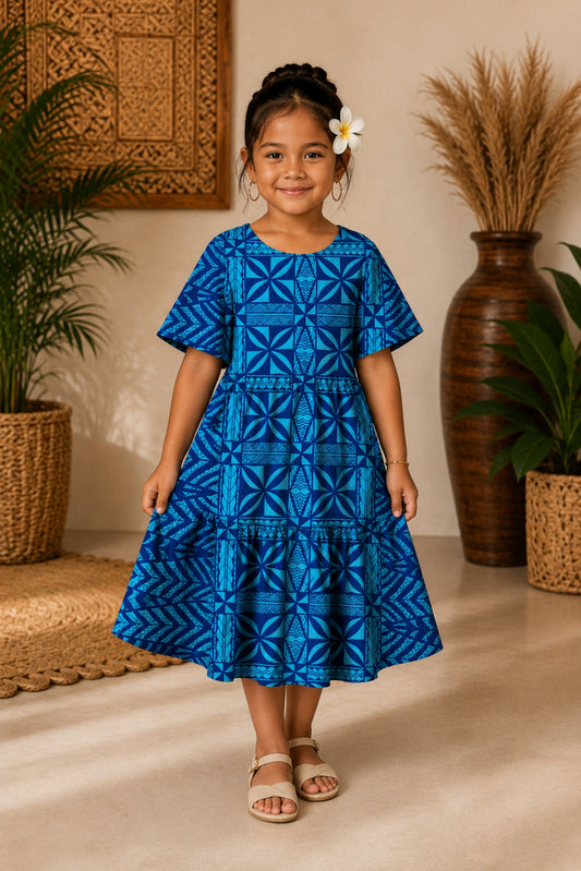 (PRE-ORDER) GIRLS DRESS - FLOWY DRESS - BLUE