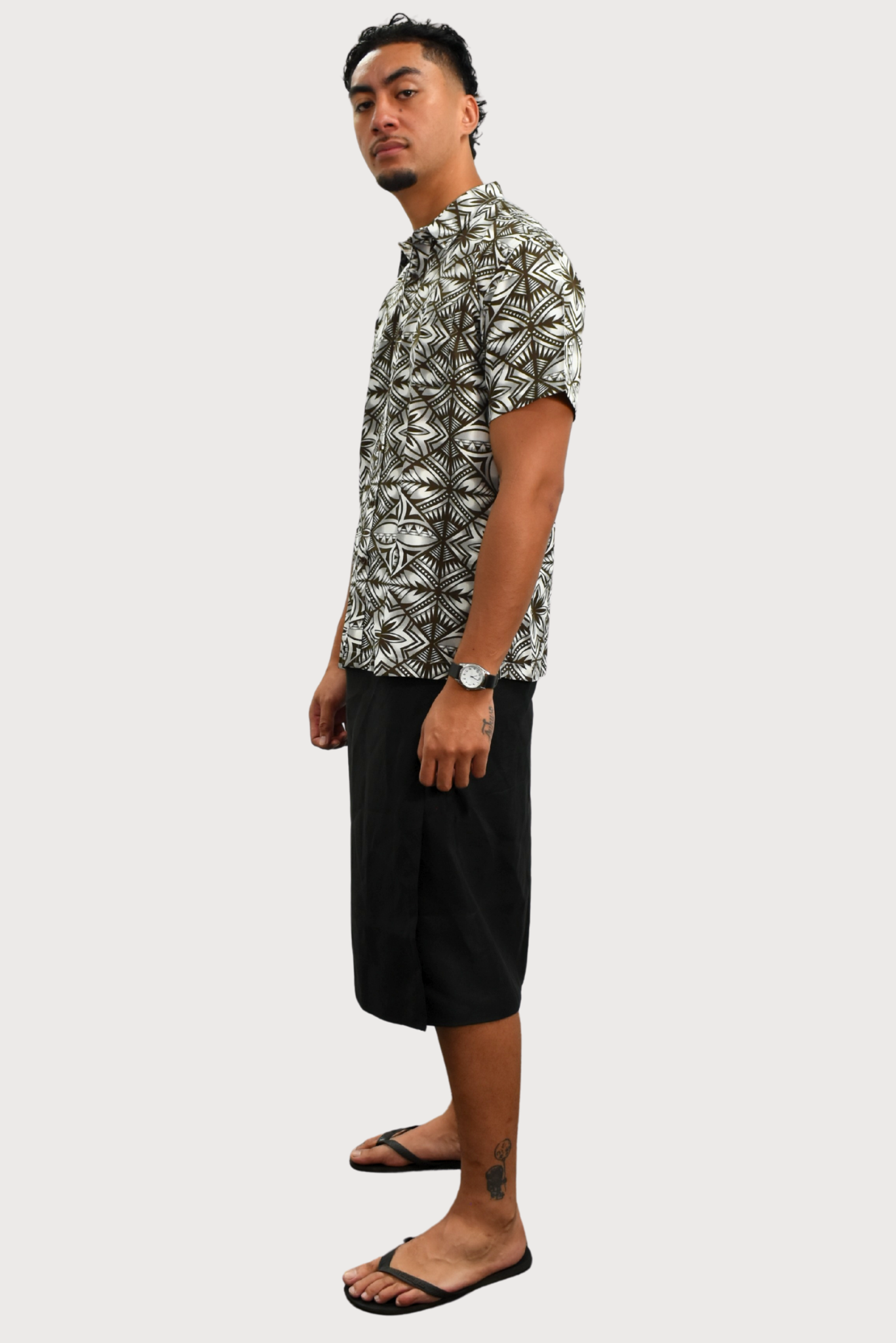 MARCUS SHIRT - COLLARED BUTTON UP - BROWN & WHITE