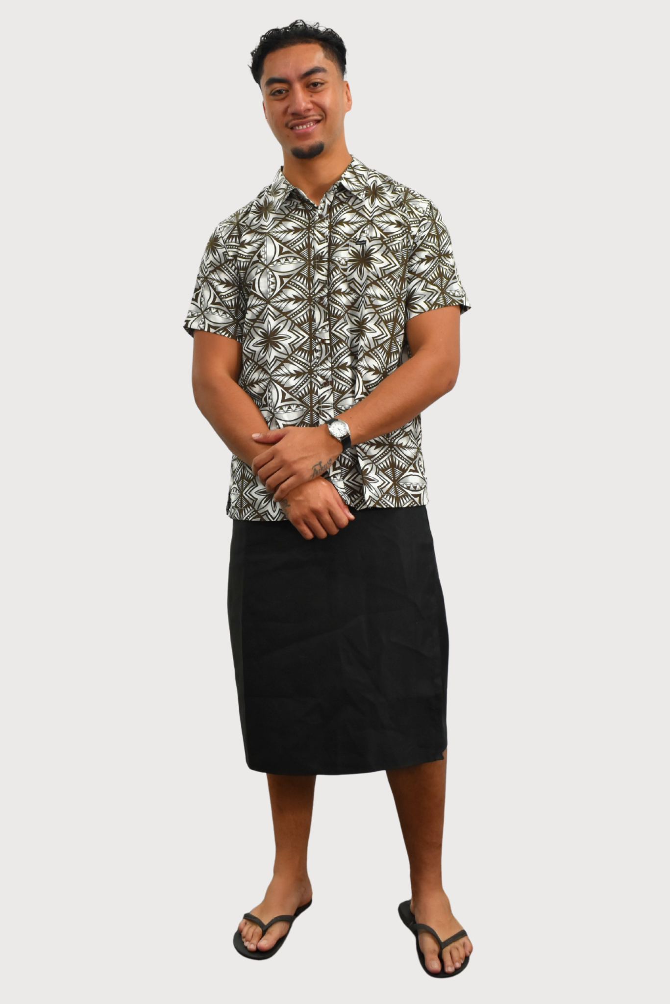 MARCUS SHIRT - COLLARED BUTTON UP - BROWN & WHITE