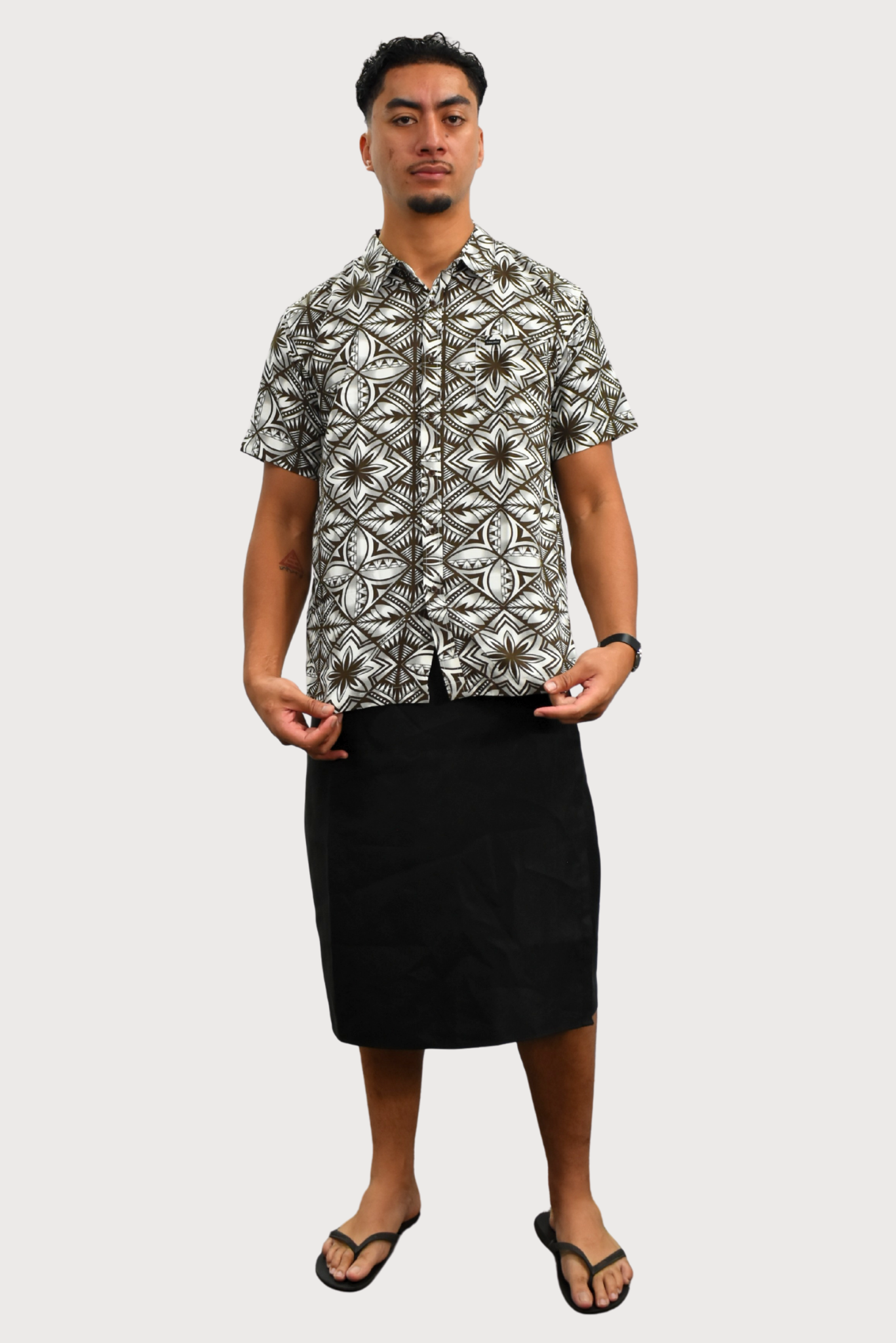 MARCUS SHIRT - COLLARED BUTTON UP - BROWN & WHITE