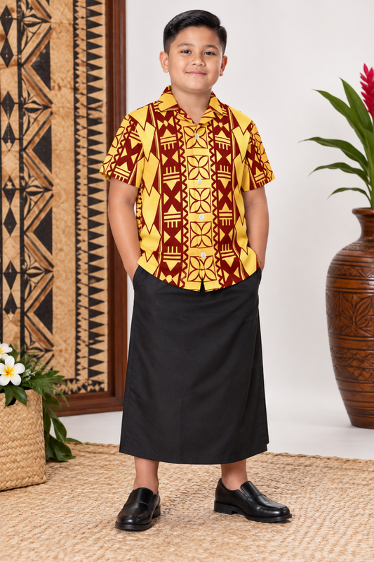 (PRE-ORDER) BOYS SHIRT - COLLARED SHIRT - GOLD & MAROON