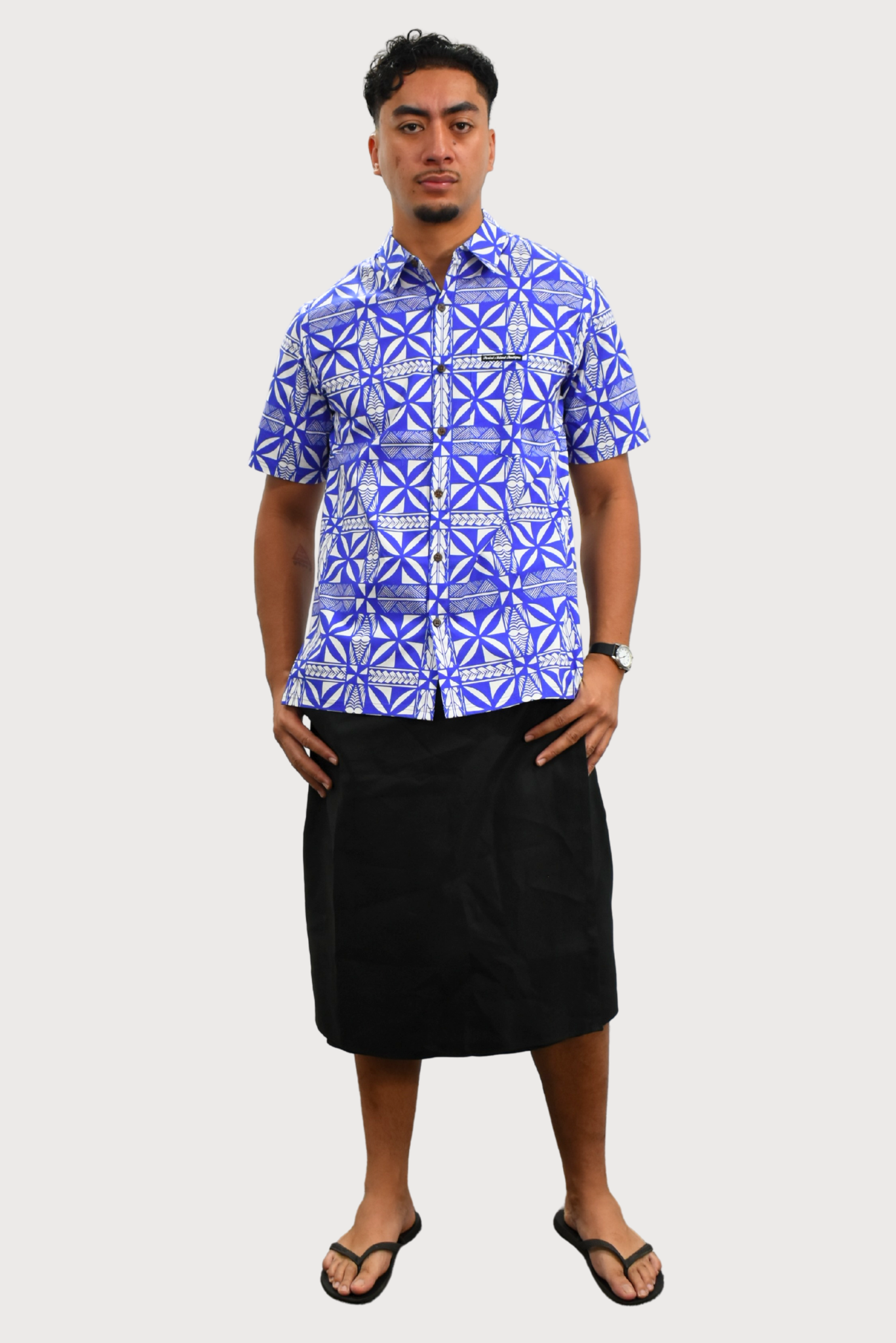 CHRISTIAN SHIRT - COLLARED BUTTON UP - BLUE & WHITE