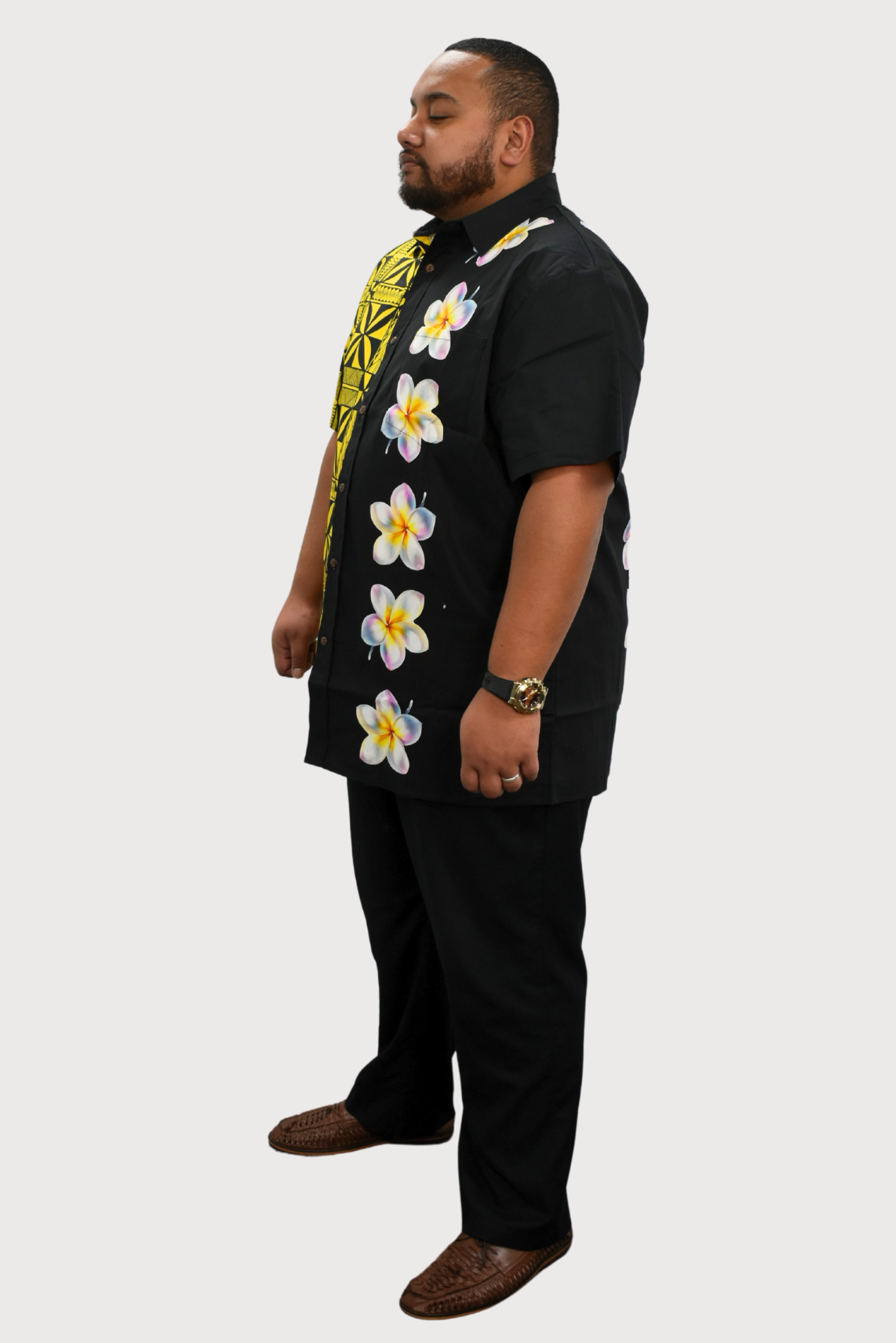 TAMA SHIRT - YELLOW AND BLACK COLLARED MENS SHIRT
