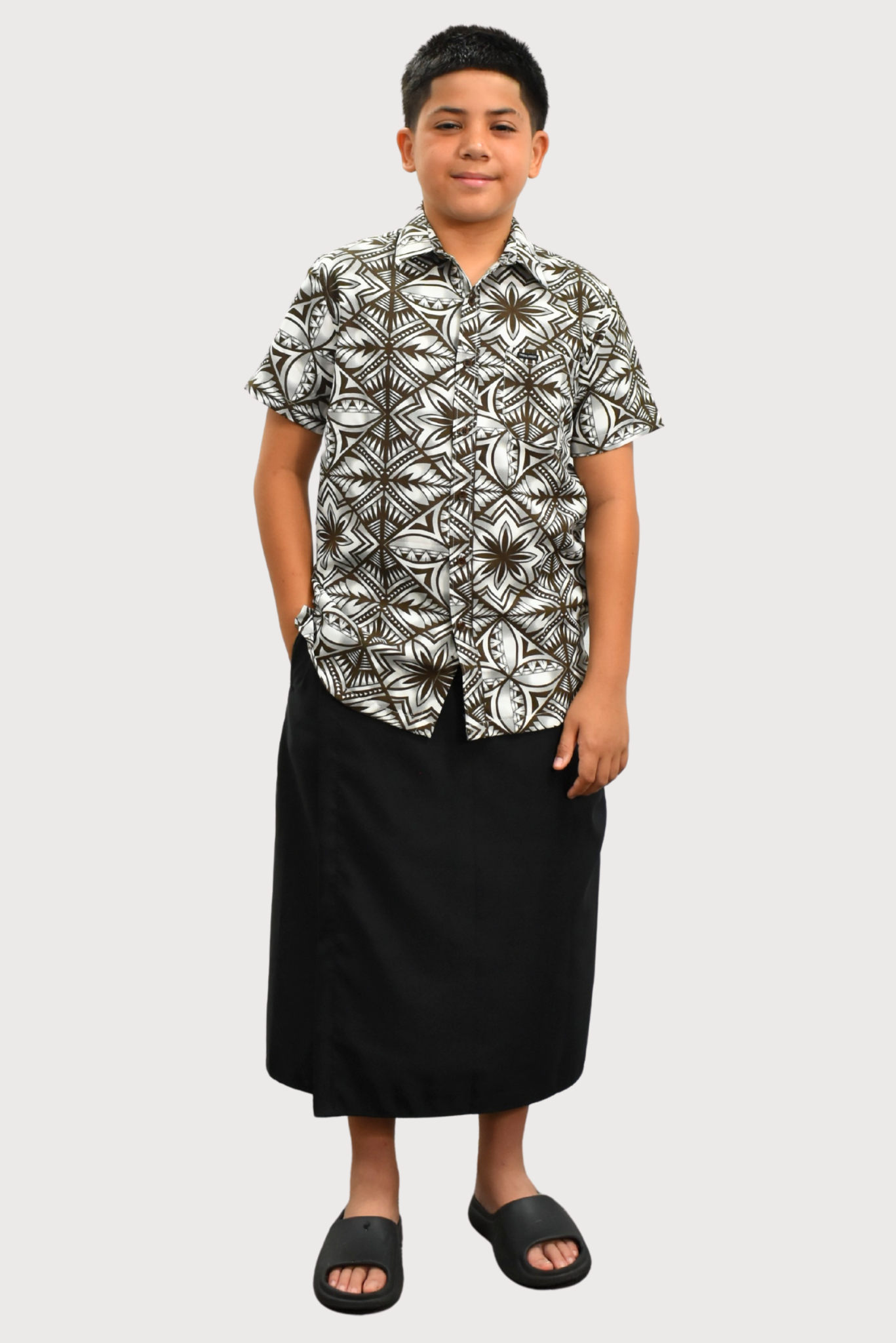 MARCUS BOYS SHIRT - COLLARED SHIRT - BROWN & WHITE