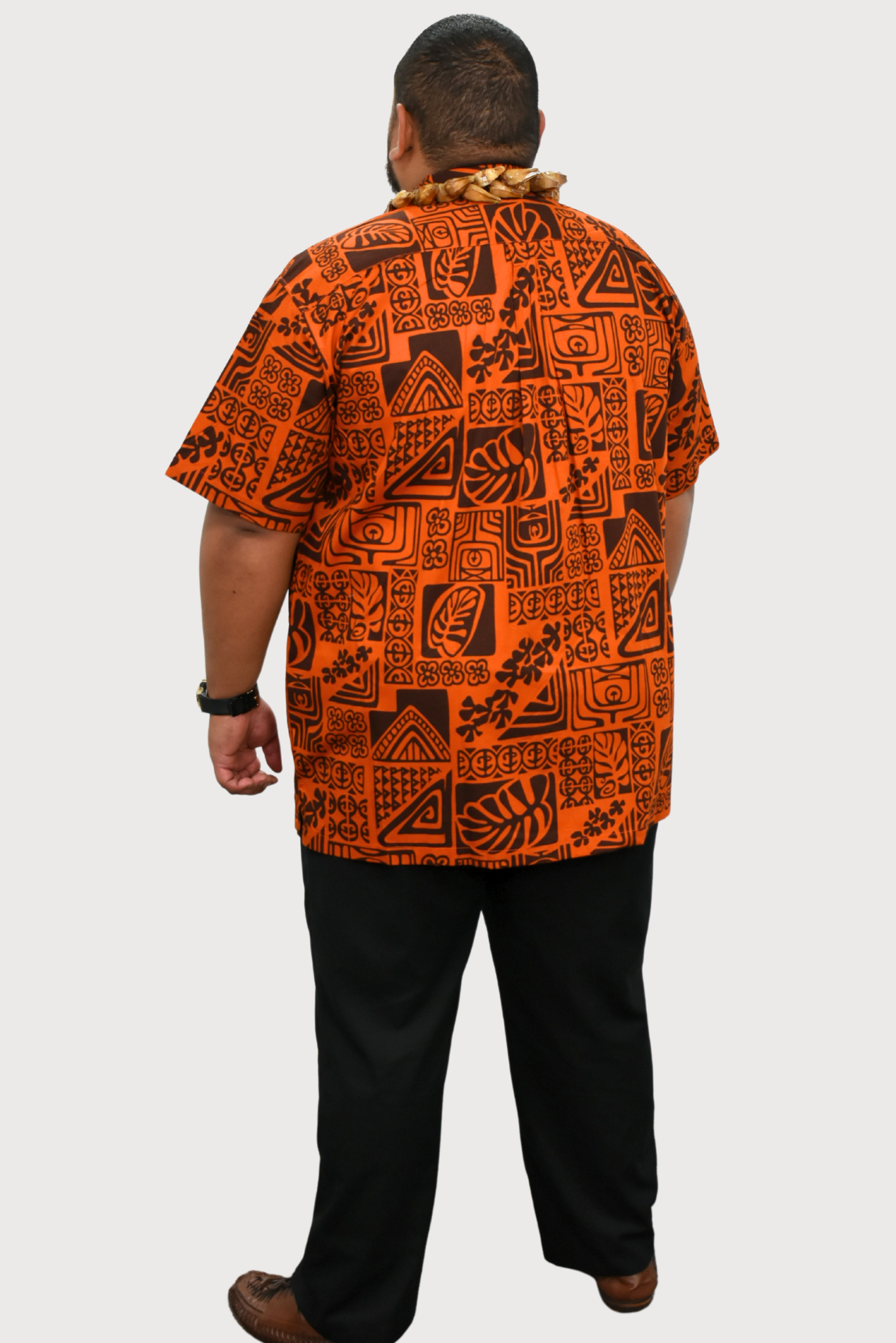 SAMUEL SHIRT - COLLARED BUTTON UP - ORANGE & BROWN