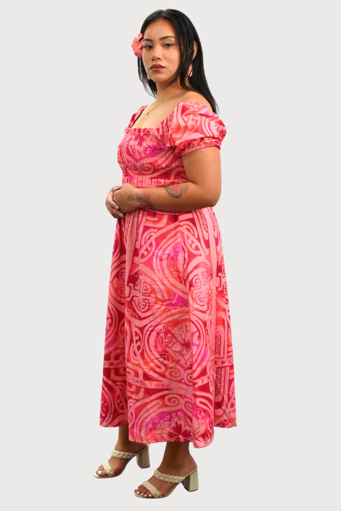 XENIA DRESS - FLOWY DRESS - PINK & RED