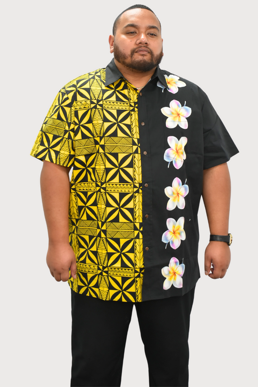 TAMA SHIRT - YELLOW AND BLACK COLLARED MENS SHIRT