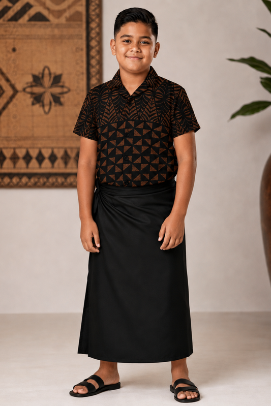 (PRE-ORDER) BOYS SHIRT - COLLARED SHIRT - BROWN & BLACK