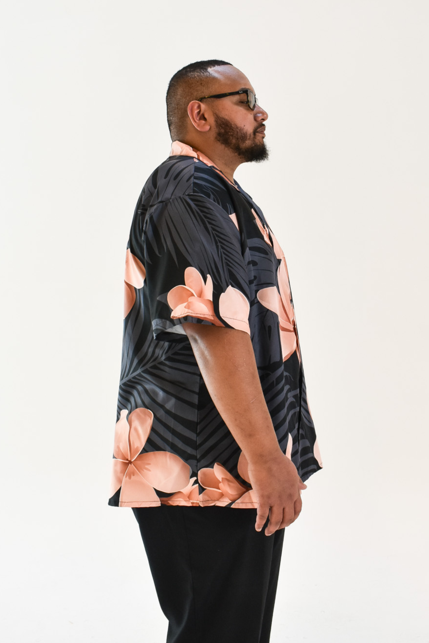 MALOSI SHIRT - COLLARED BUTTON UP SHIRT - BLACK & BROWN FLORAL PATTERN