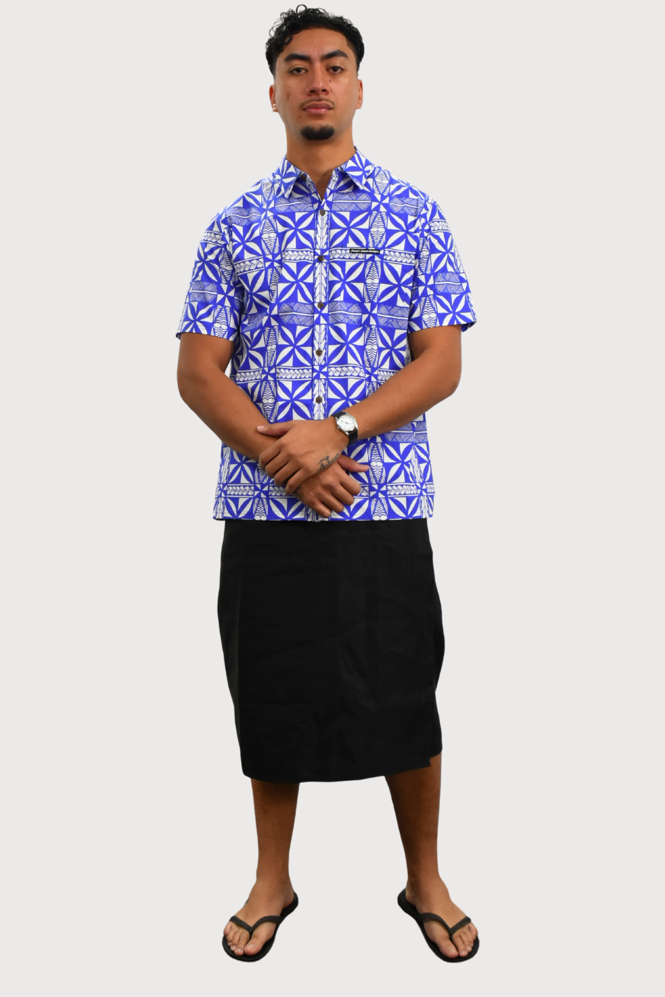 CHRISTIAN SHIRT - COLLARED BUTTON UP - BLUE & WHITE