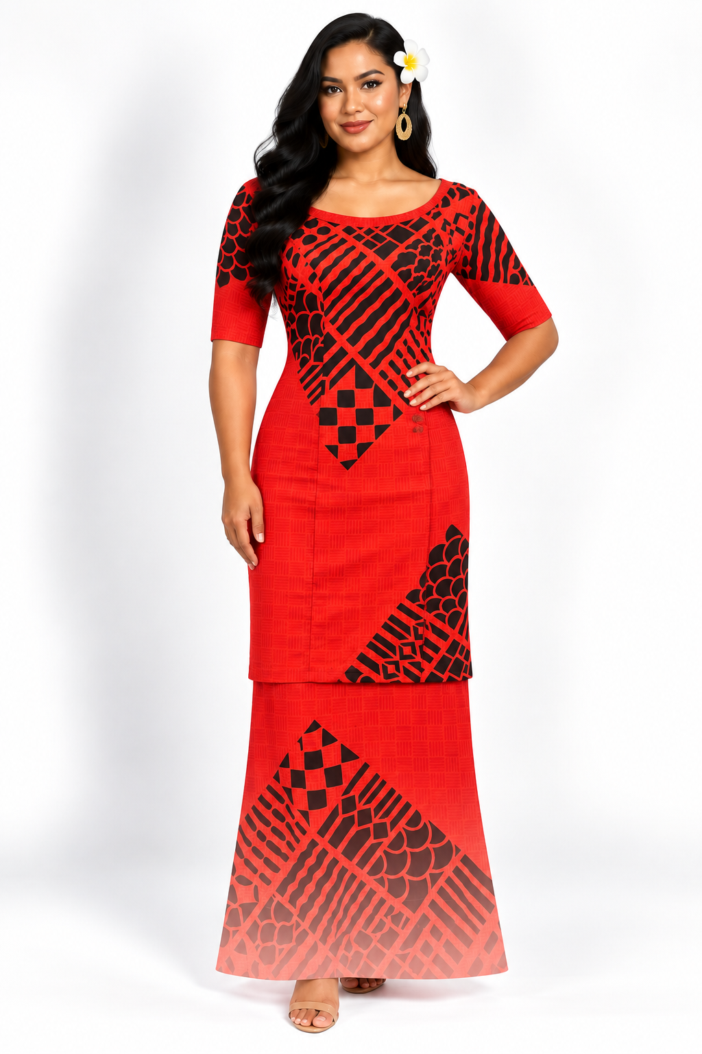 Red Orange Puletasi Size 20