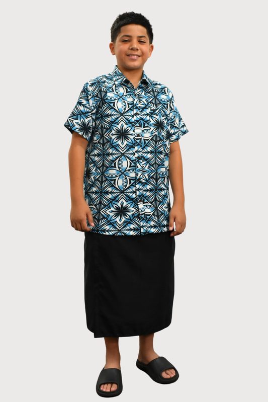 MARCUS BOYS SHIRT - COLLARED SHIRT - BLUE & BLACK