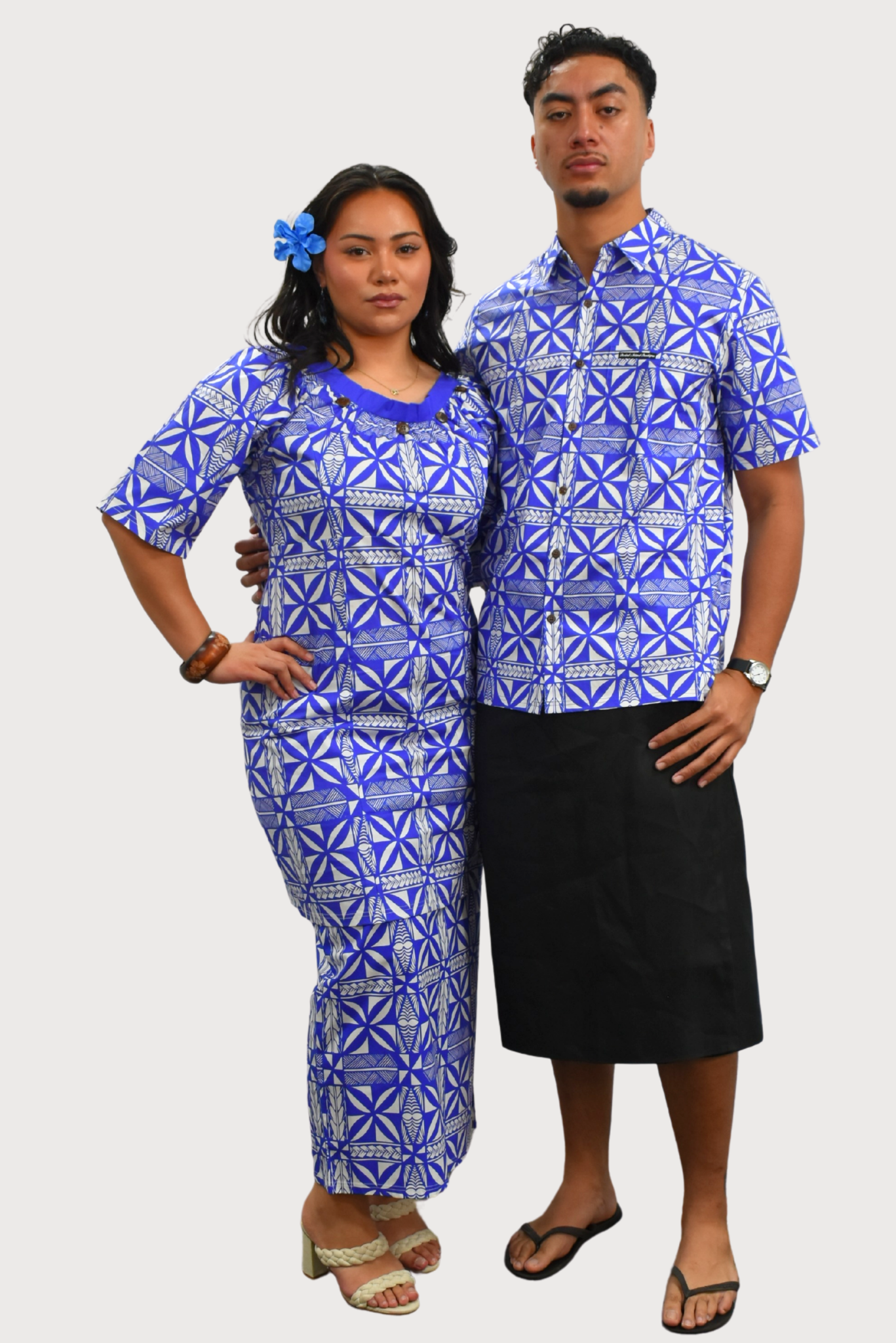 CYNTHIA PULETASI - ROUND NECK PULETASI - BLUE & WHITE