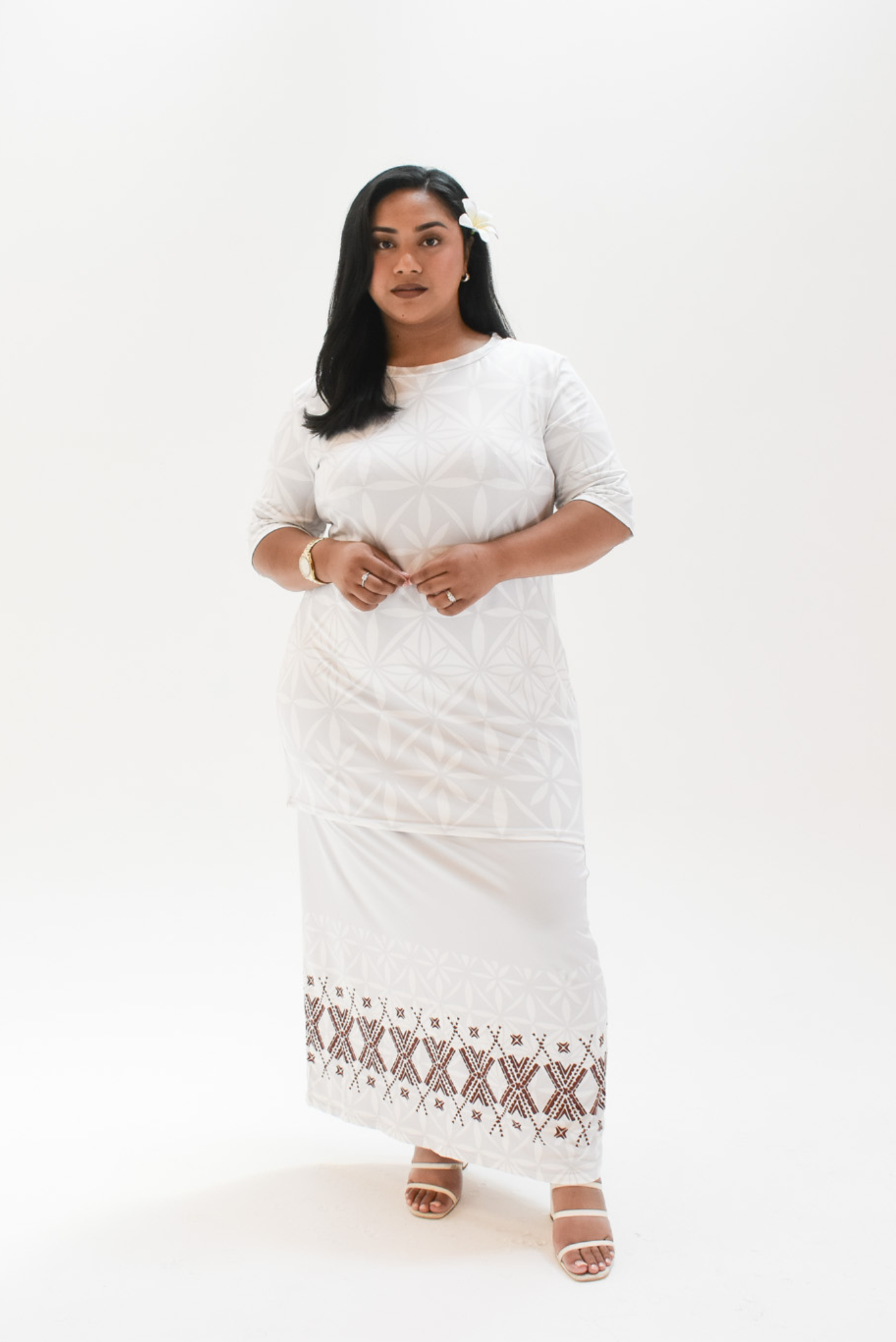 MONA PULETASI  - WHITE MELANESIAN PATTERN