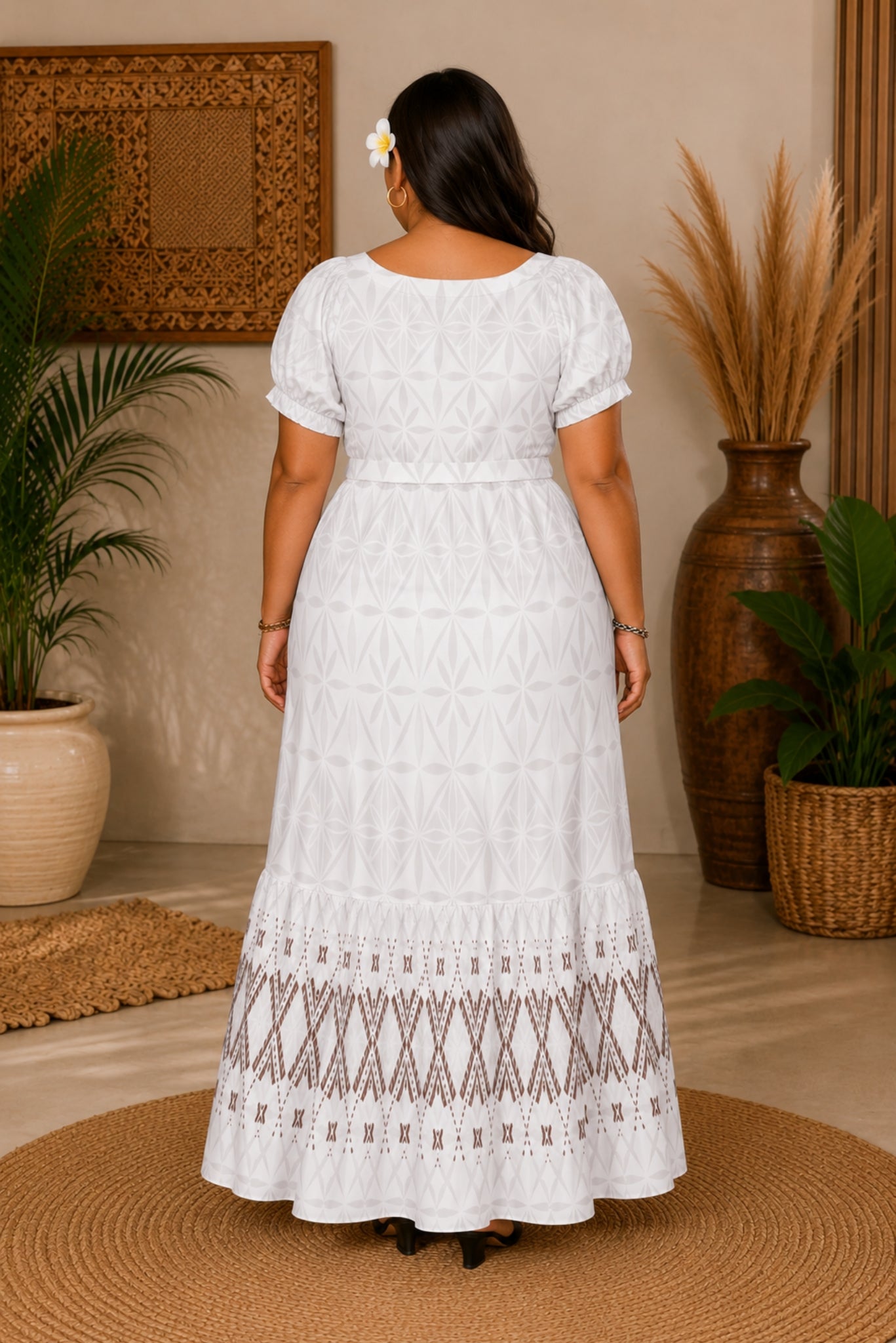 (PRE-ORDER) DRESS - HIGHWAIST FLOWY DRESS - WHITE & GREY
