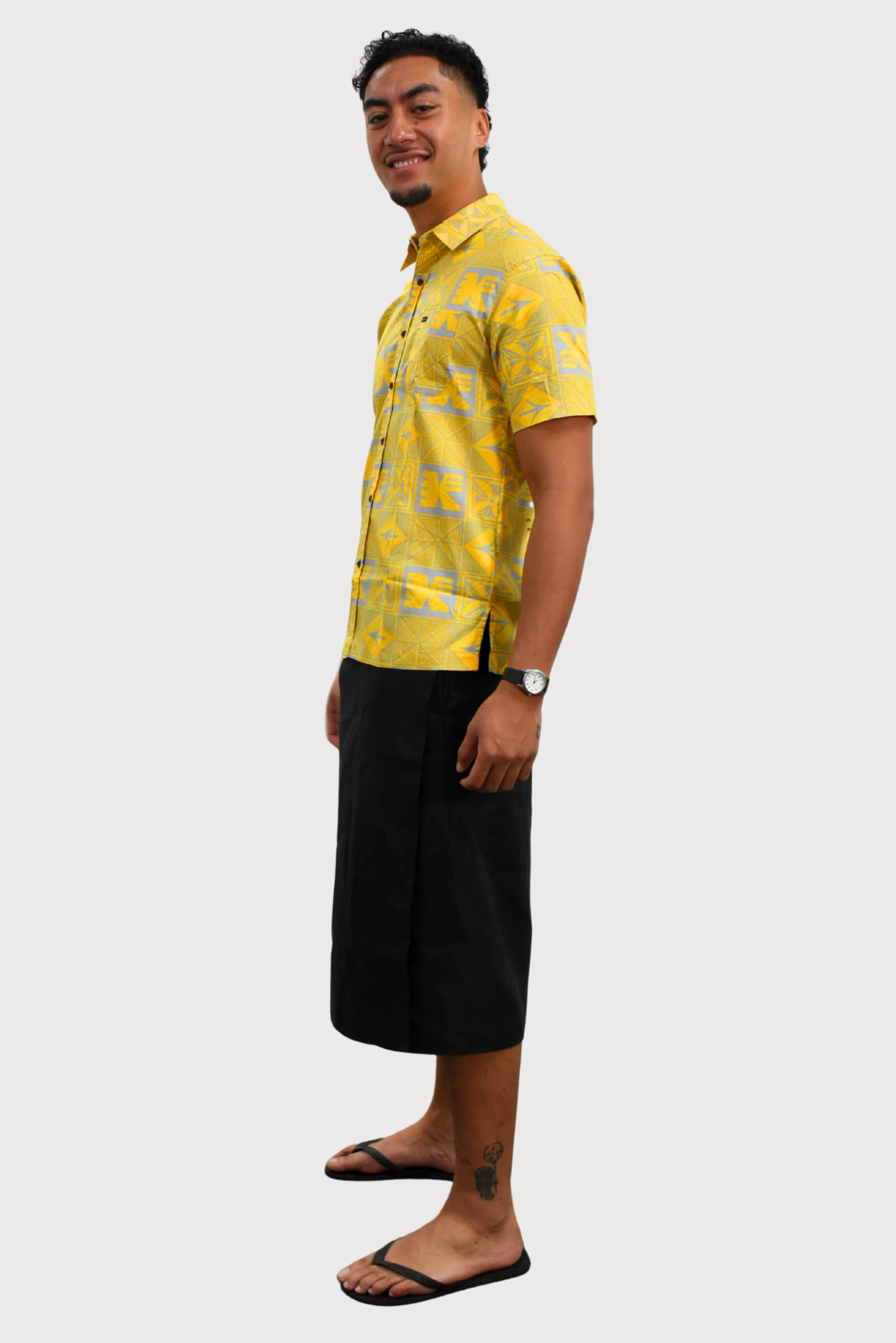 EZRA SHIRT - COLLARED BUTTON UP -  YELLOW & GREY