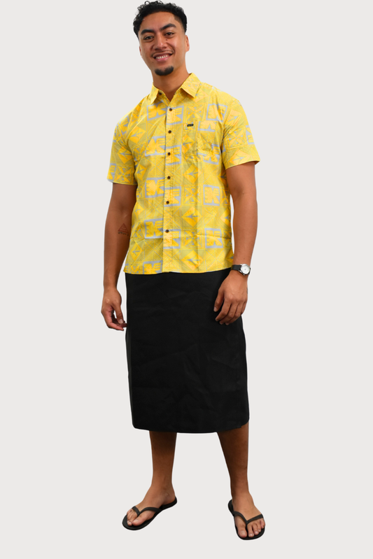 EZRA SHIRT - COLLARED BUTTON UP -  YELLOW & GREY