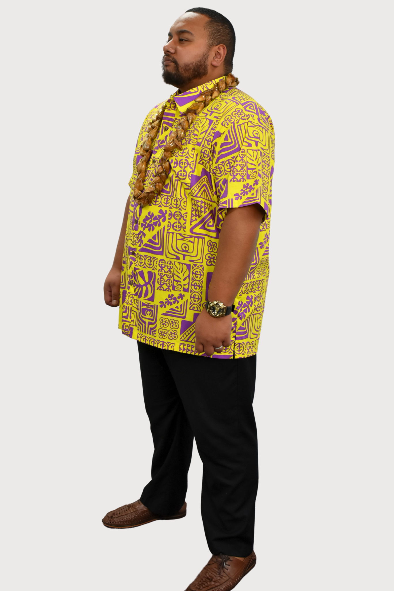 SAMUEL SHIRT - COLLARED BUTTON UP - YELLOW & PURPLE