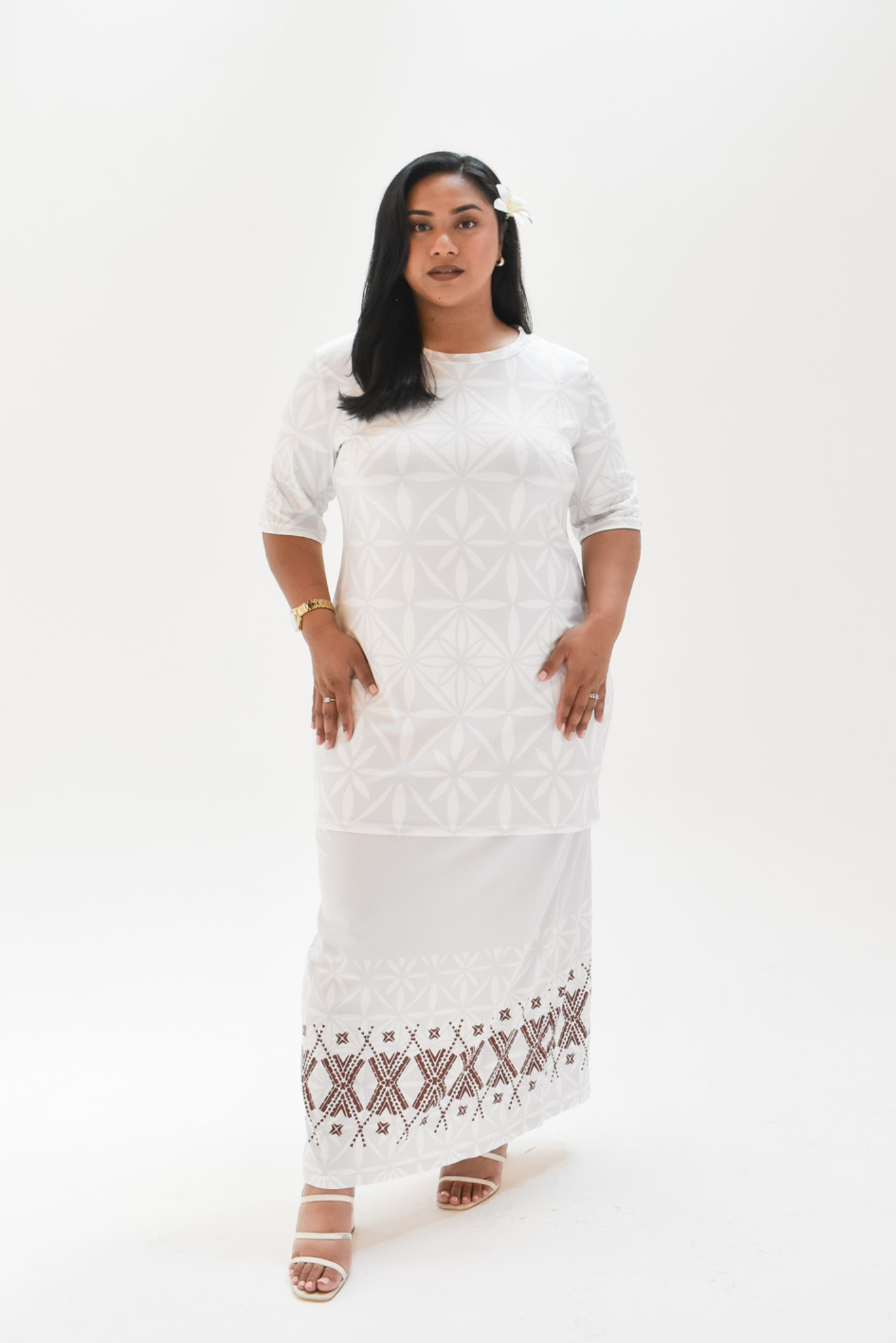 MONA PULETASI  - WHITE MELANESIAN PATTERN