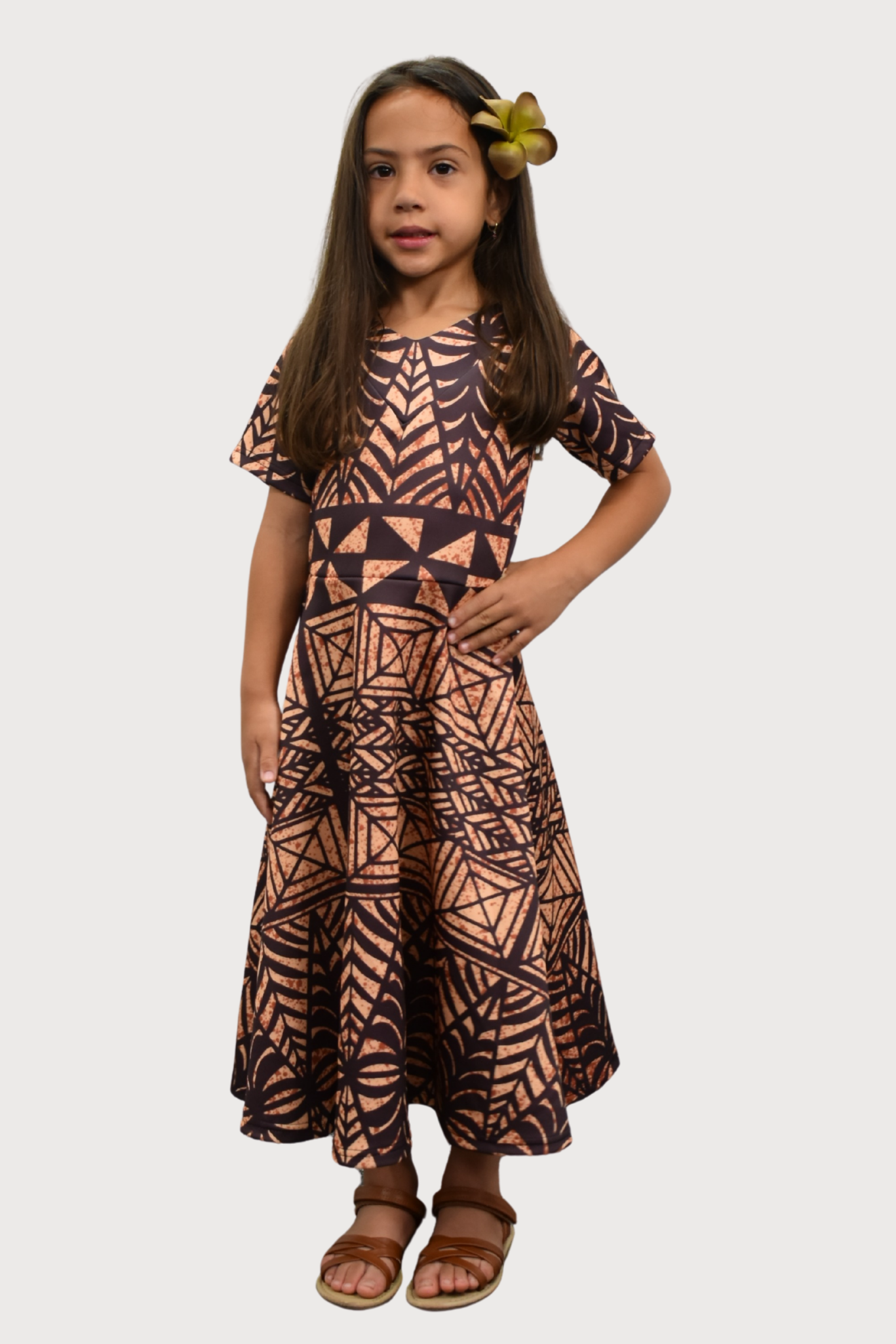 GIRLS DRESS - FLOWY DRESS - BROWN