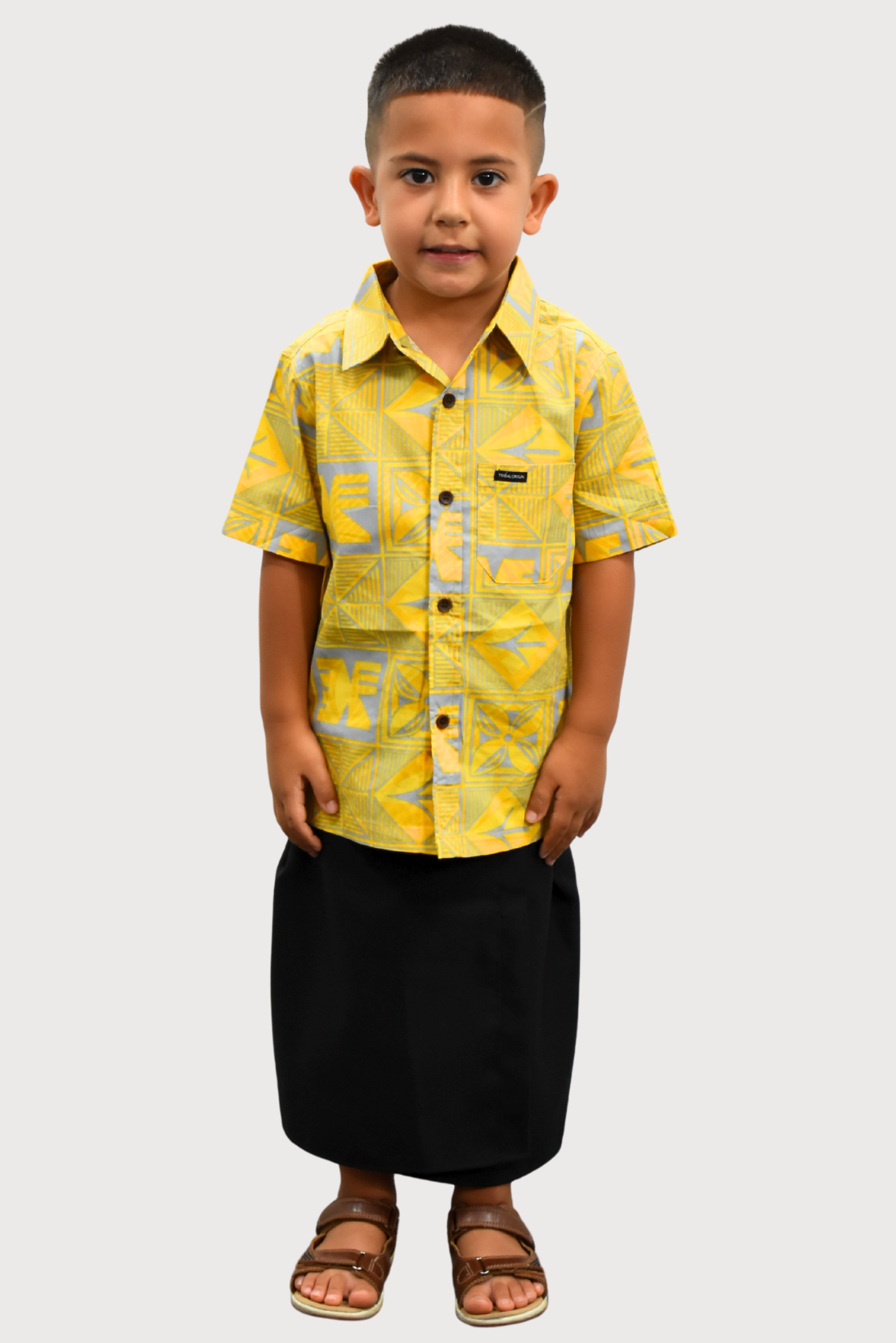EZRA BOYS SHIRT - COLLARED SHIRT - YELLOW & GREY