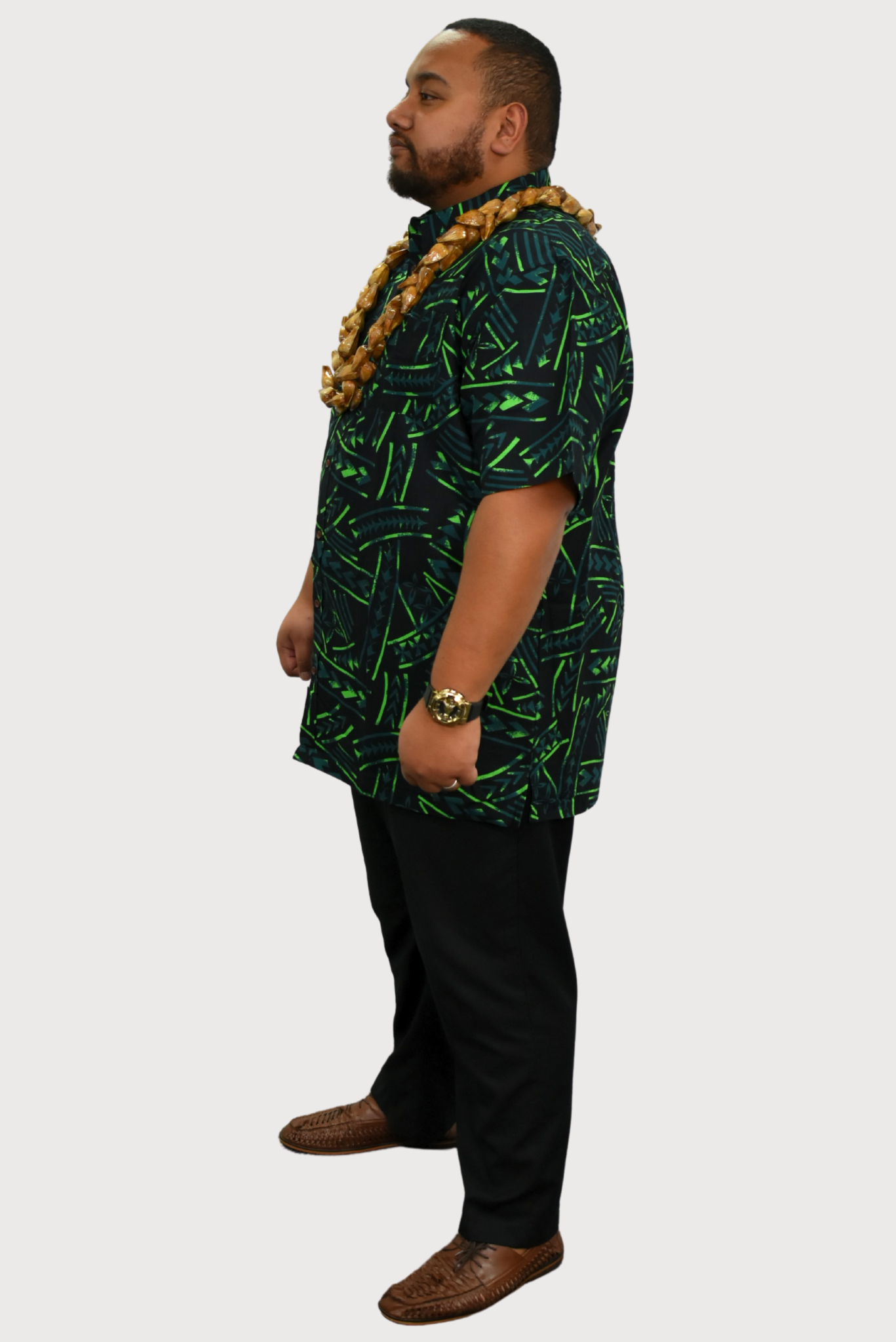 DANIEL SHIRT - COLLARED BUTTON UP - BLACK & GREEN