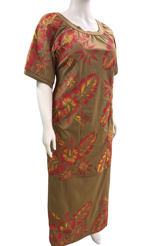 BROWN AND RED PULETASI - SIZE 24