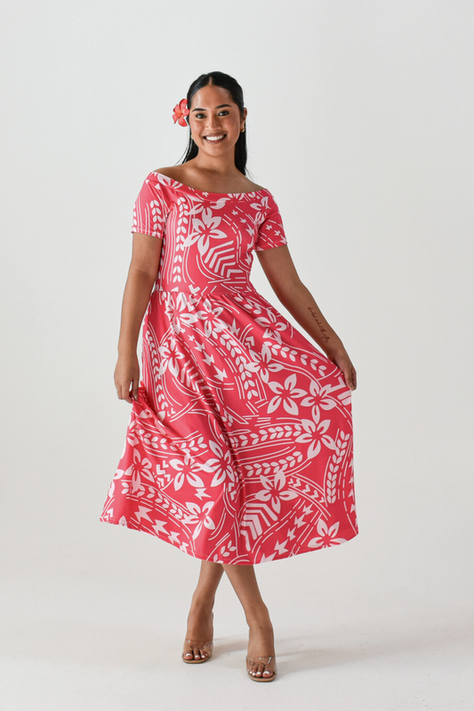MAMANA DRESS - MIDI FLARE DRESS - PINK