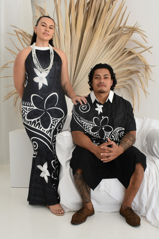 (PRE-ORDER) NOIR DRESS - HALTER MAXI DRESS - BLACK & WHITE