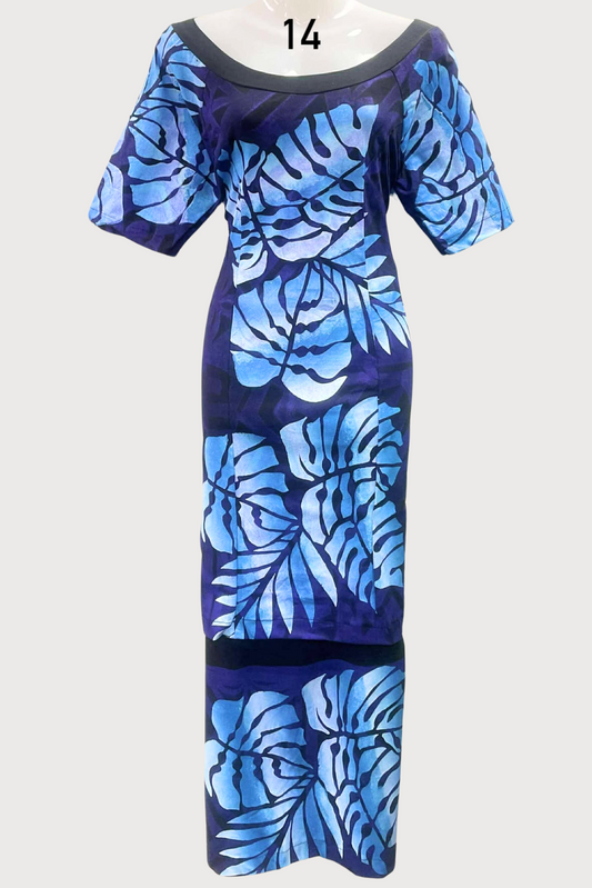 PURPLE & BLUE LEAF PULETASI - SIZE 14