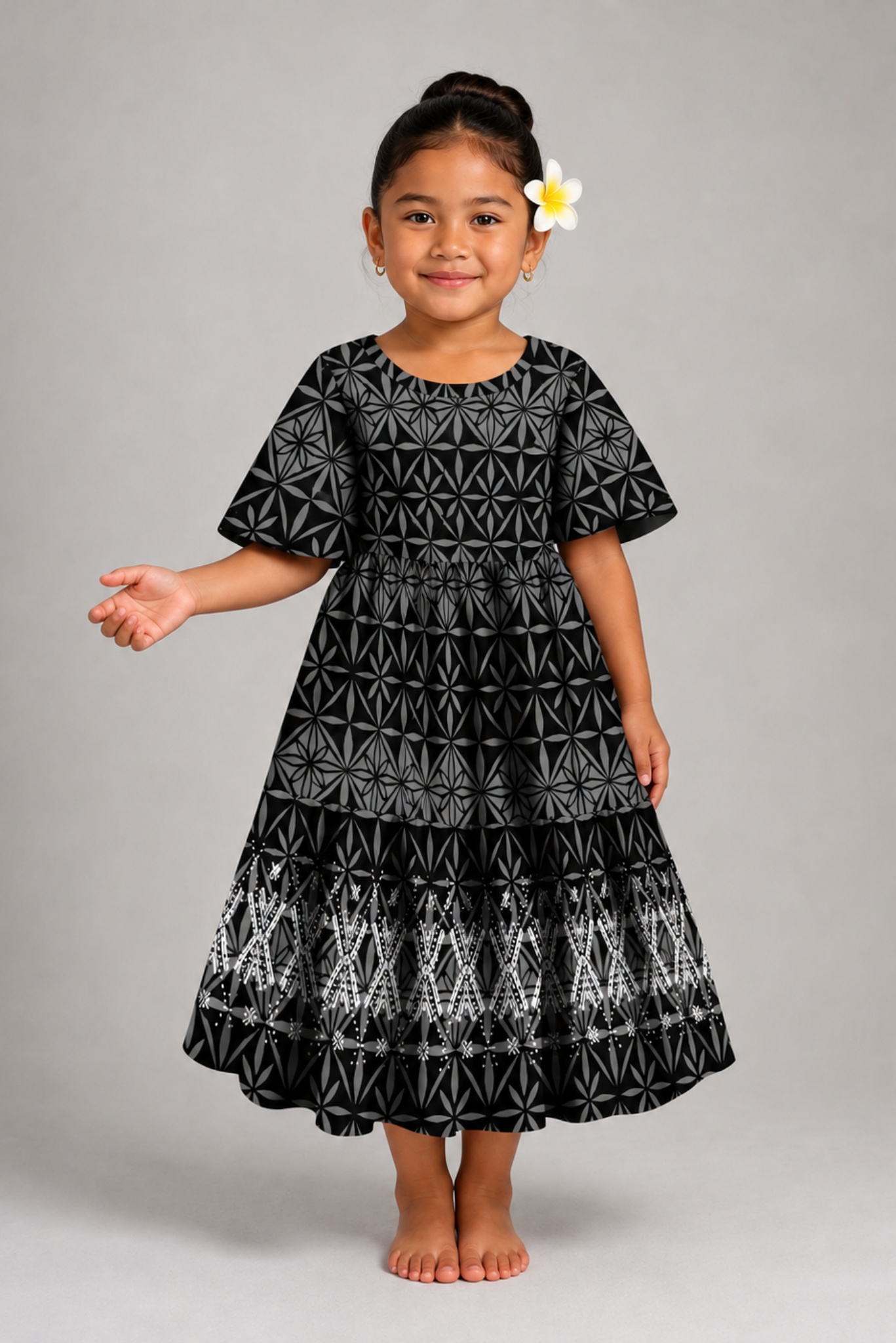 (PRE-ORDER) GIRLS DRESS - FLOWY DRESS - BLACK & GREY