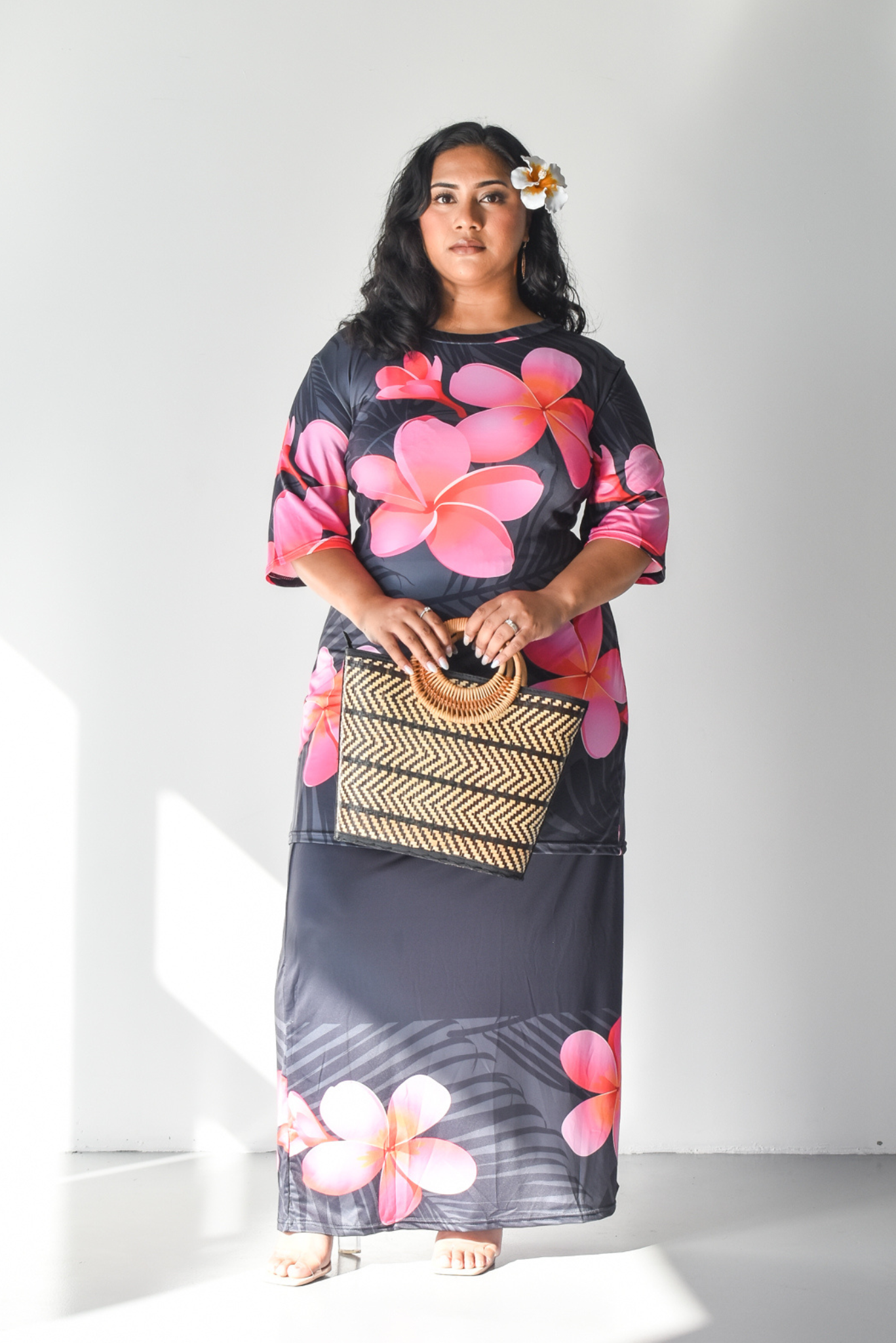 FLORA PULETASI DRESS - BLACK & PINK