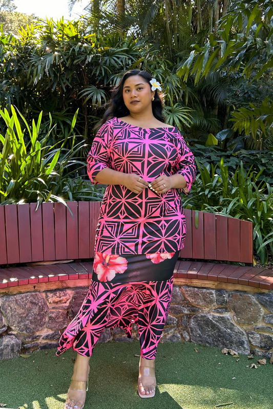 PINK TIARE - PULETASI DRESS - BLACK & PINK