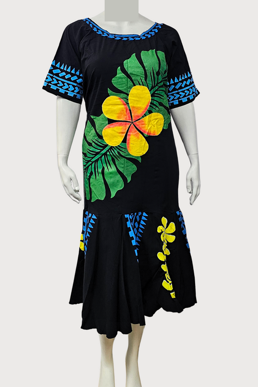 BLACK & BLUE FLORAL MERMAID DRESS