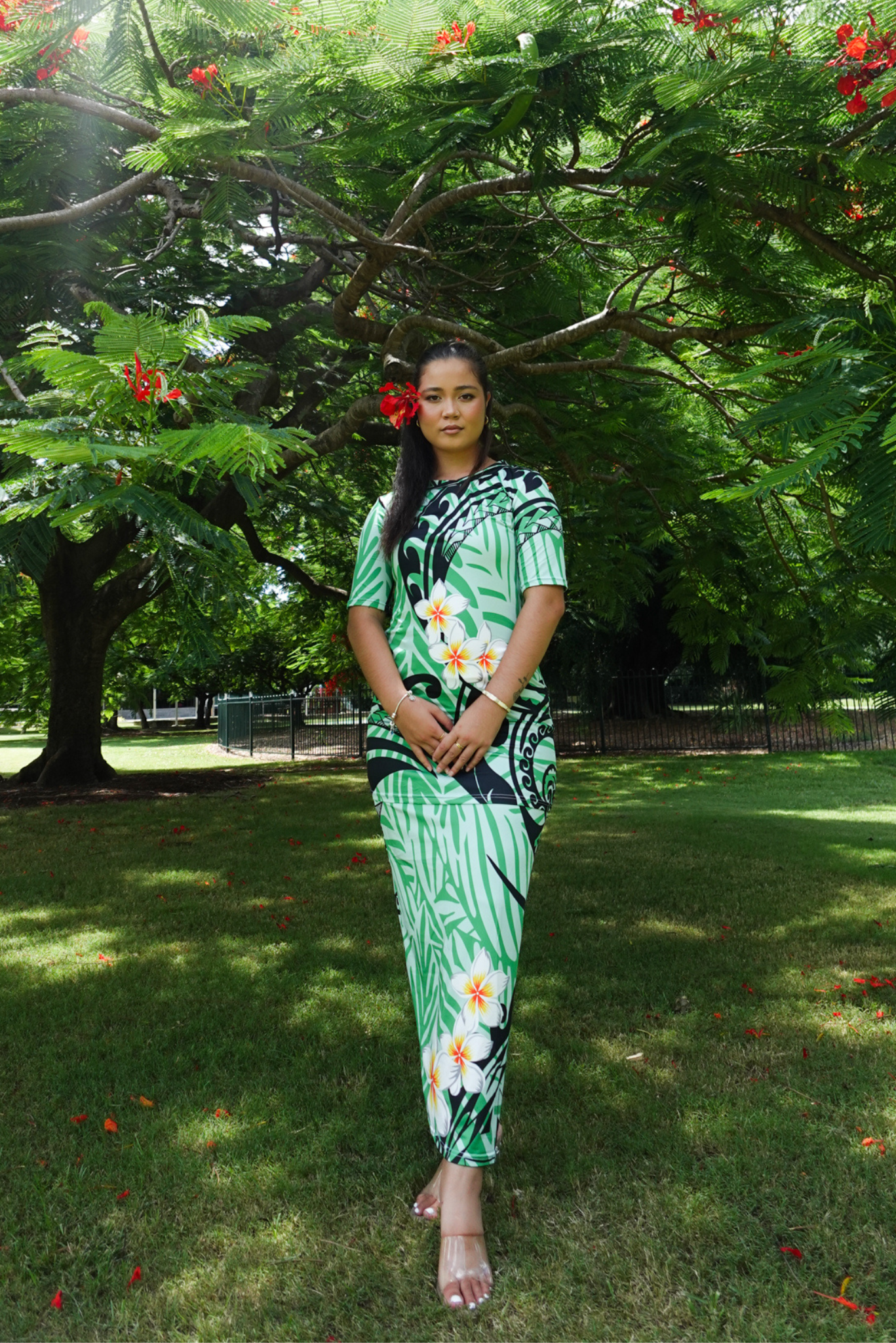 DAVINA DRESS - PULETASI DRESS - GREEN & BLACK