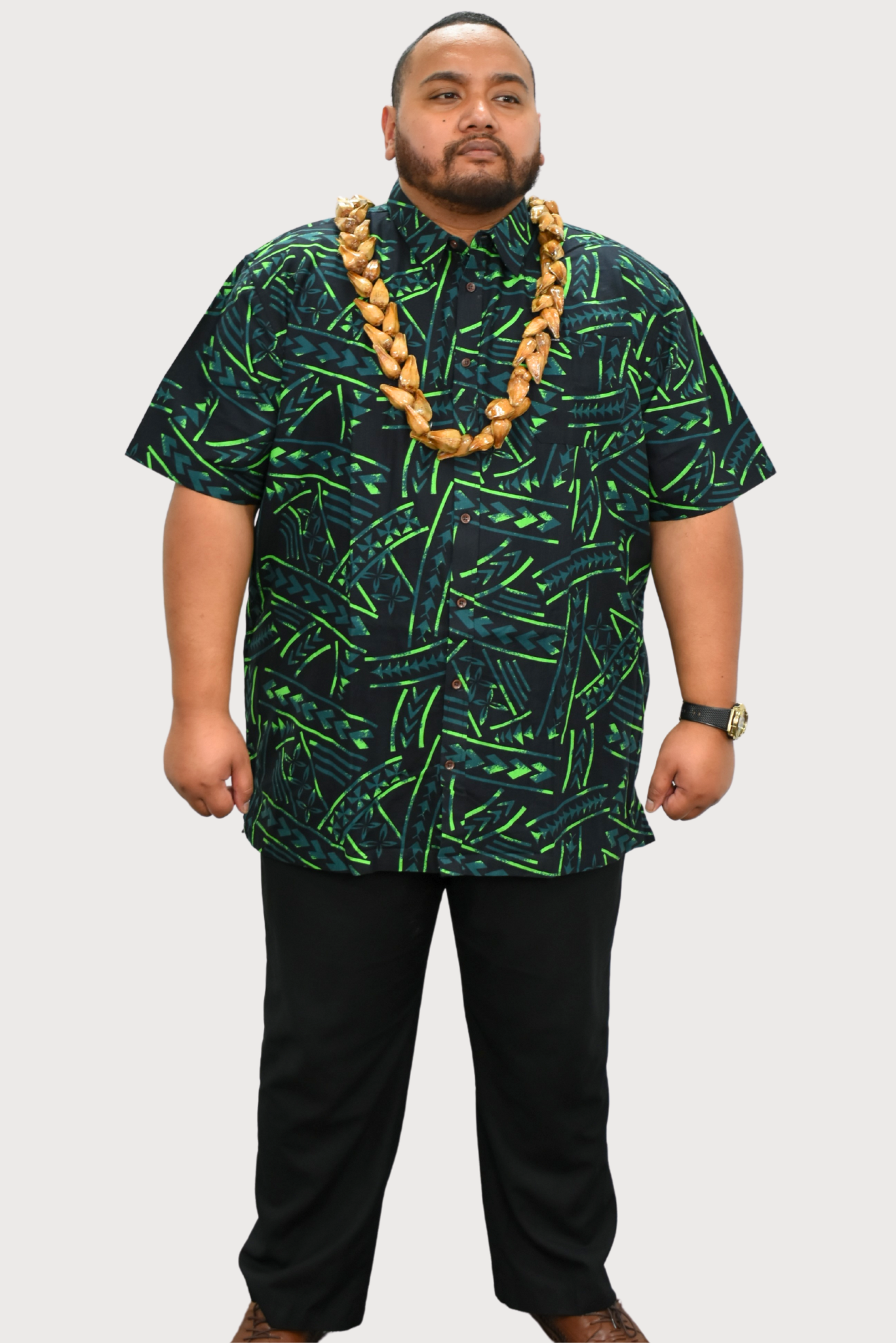 DANIEL SHIRT - COLLARED BUTTON UP - BLACK & GREEN