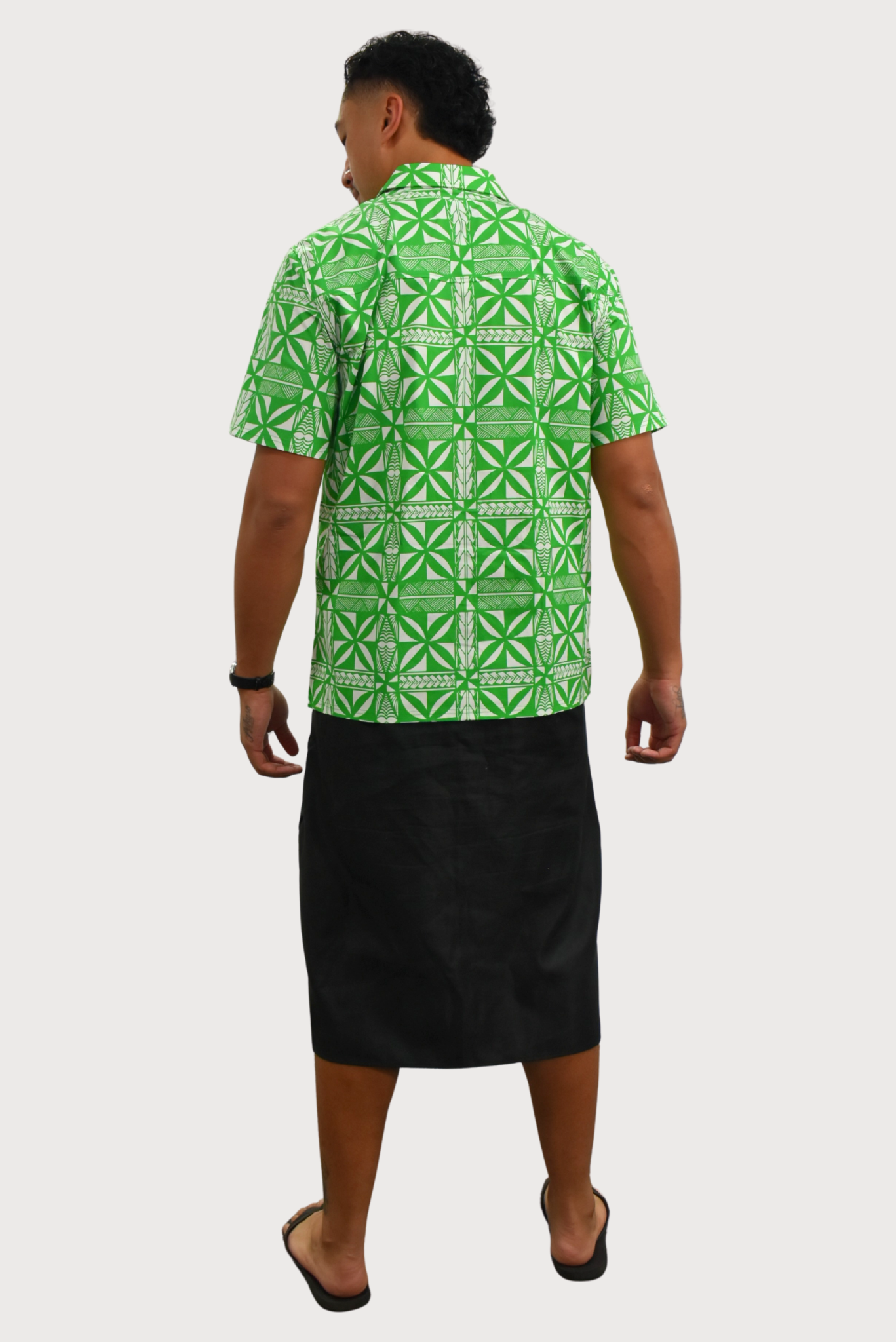 CHRISTIAN SHIRT - COLLARED BUTTON UP - GREEN & WHITE