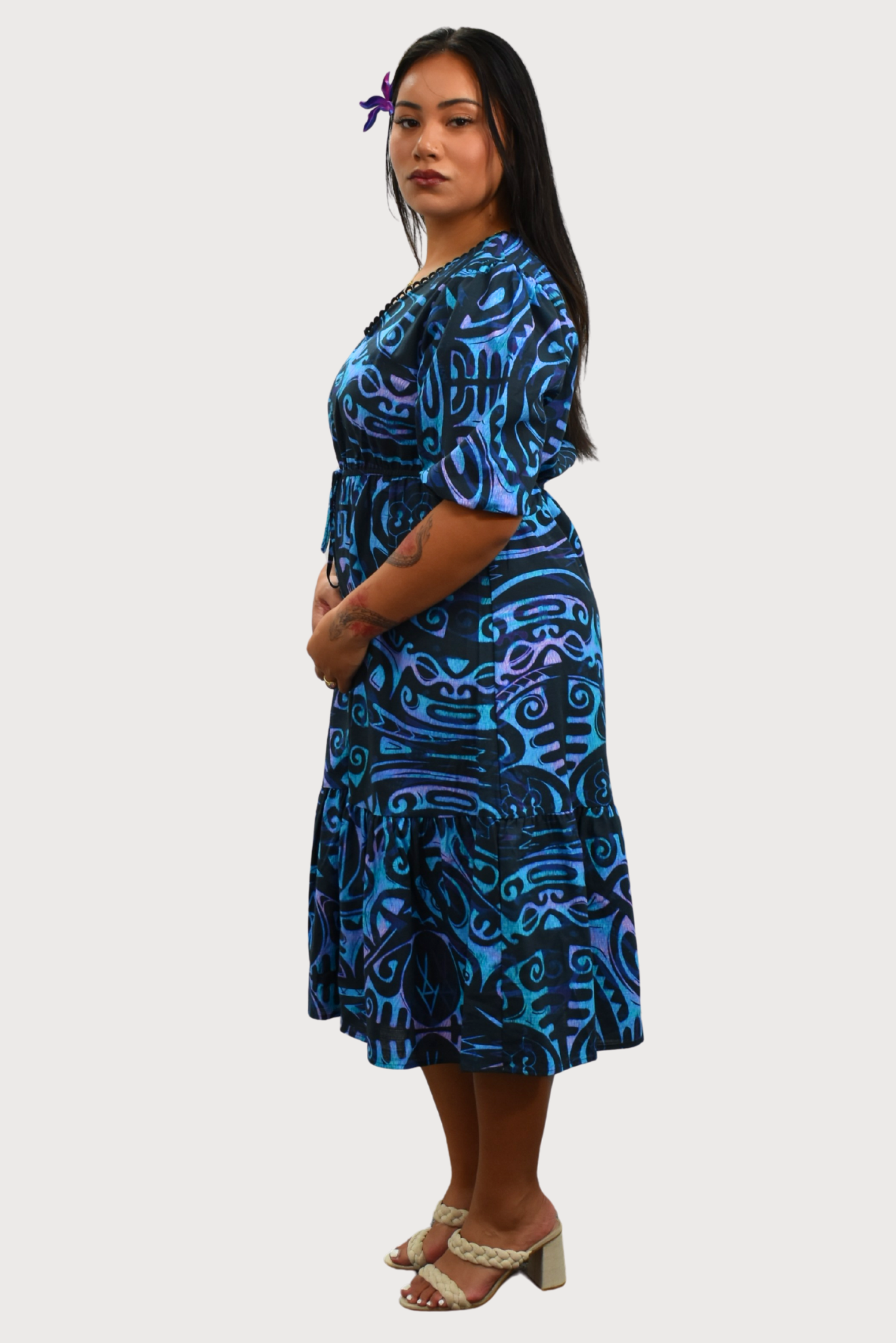 LEILANI DRESS - FLOWY DRESS - BLUE & BLACK