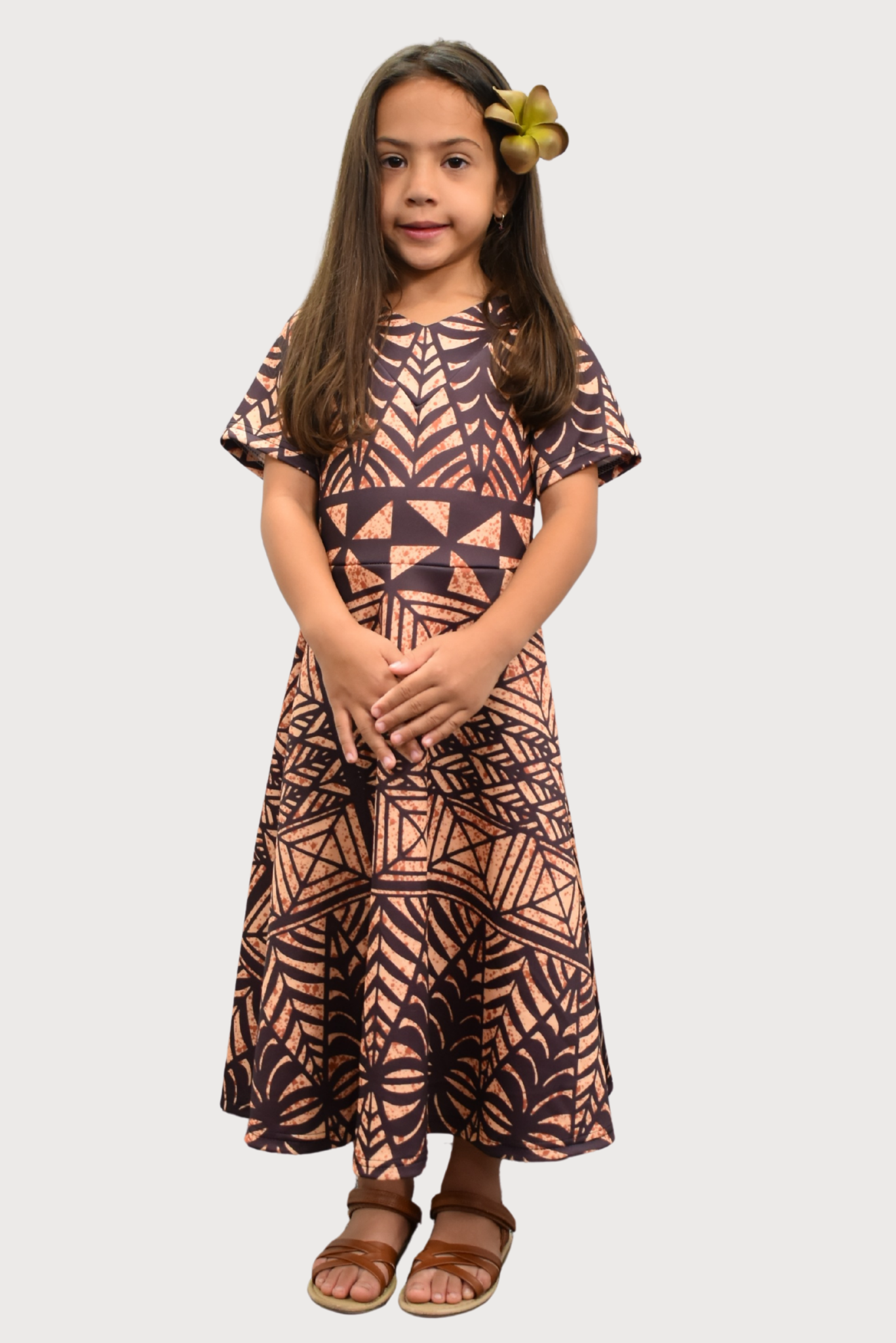 GIRLS DRESS - FLOWY DRESS - BROWN