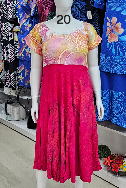 PINK FLORAL HIGHWAIST ISLAND DRESS - SIZE 20