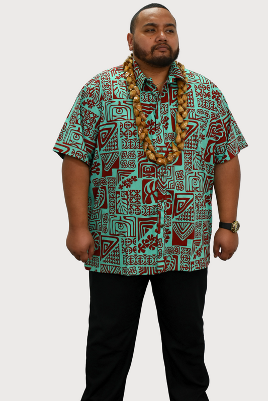 SAMUEL SHIRT - COLLARED BUTTON UP - MINT & MAROON