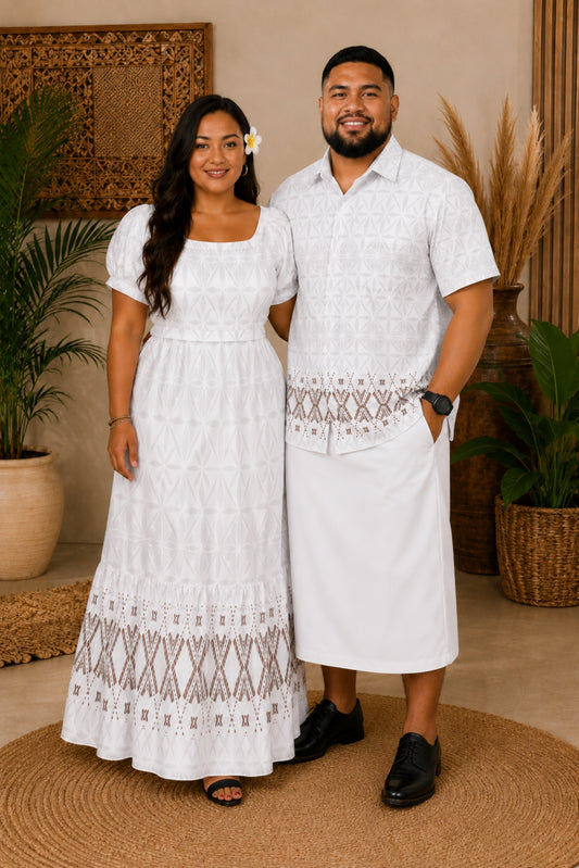 (PRE-ORDER) DRESS - HIGHWAIST FLOWY DRESS - WHITE & GREY