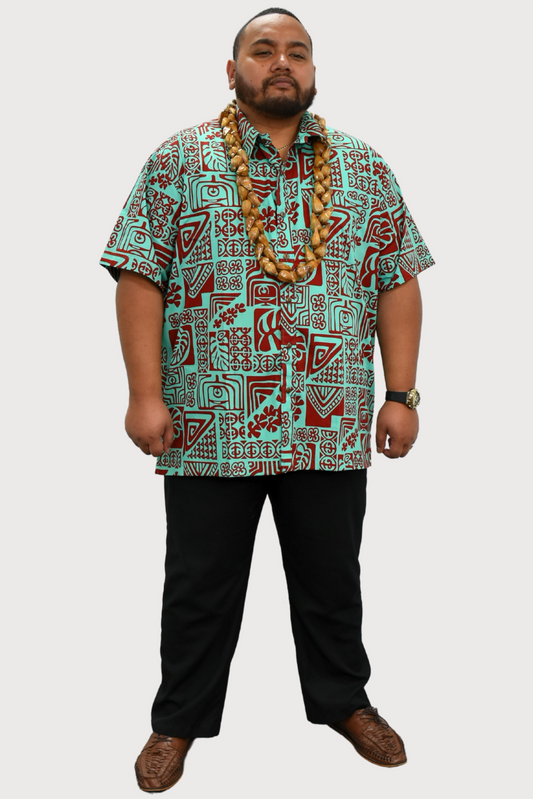 SAMUEL SHIRT - COLLARED BUTTON UP - MINT & MAROON