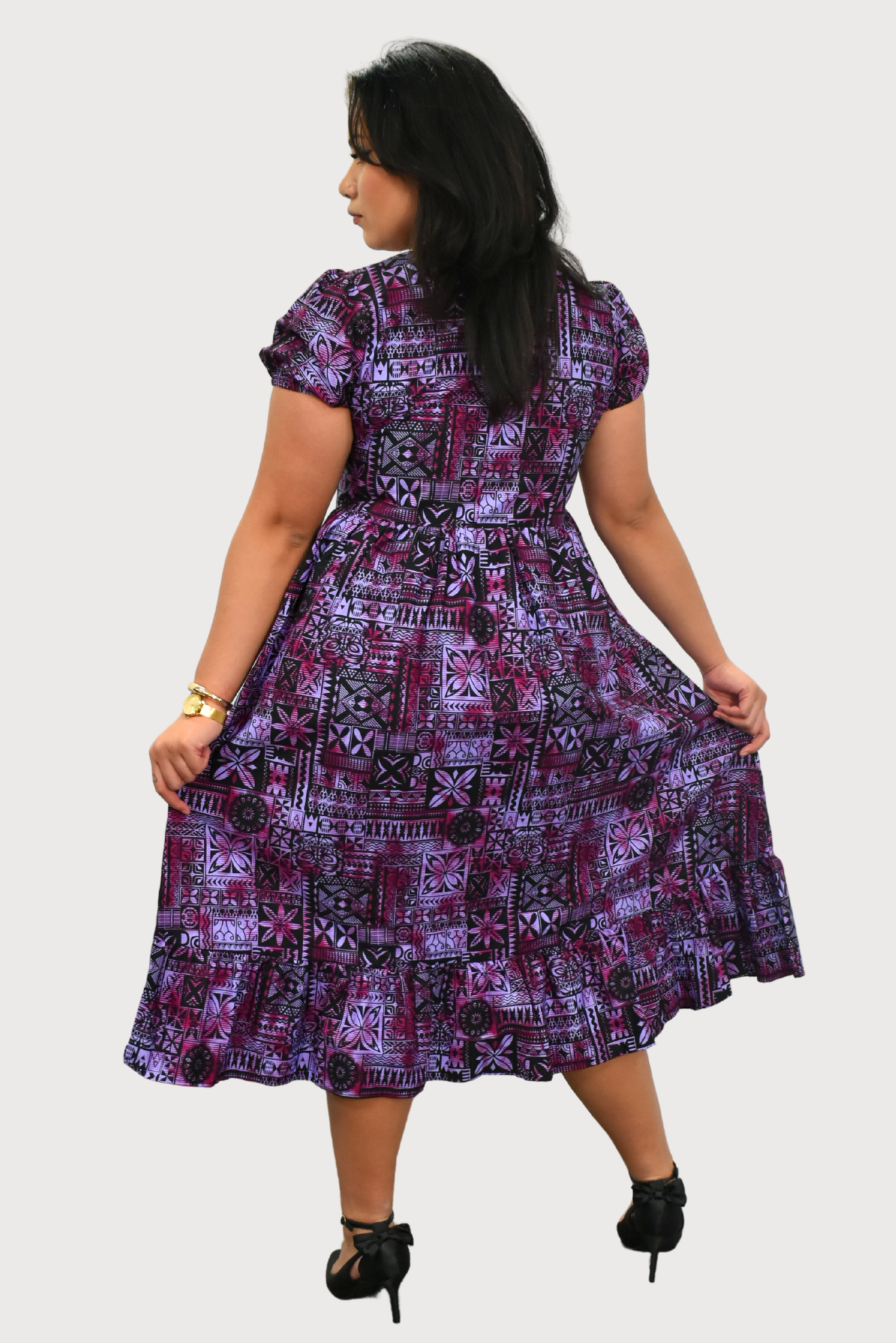 MARIAH DRESS - HIGH WAIST DRESS - PURPLE & BLACK