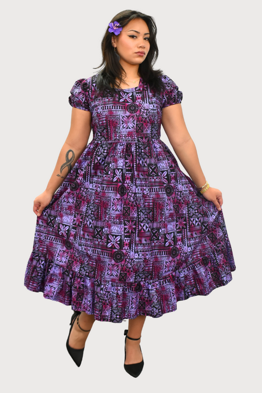 MARIAH DRESS - HIGH WAIST DRESS - PURPLE & BLACK