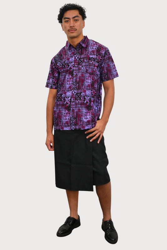 MARCUS SHIRT - COLLARED BUTTON UP - PURPLE & BLACK
