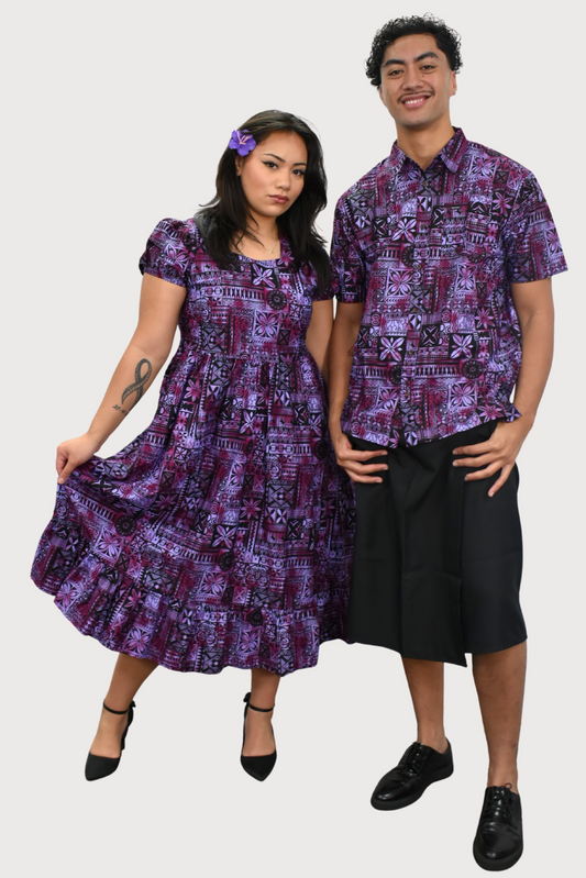 MARIAH DRESS - HIGH WAIST DRESS - PURPLE & BLACK