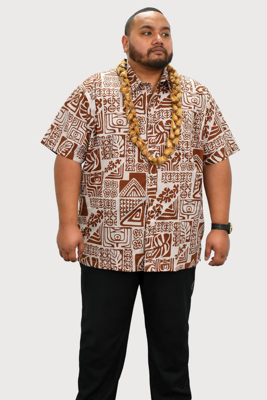 SAMUEL SHIRT - COLLARED BUTTON UP - BROWN & TAN