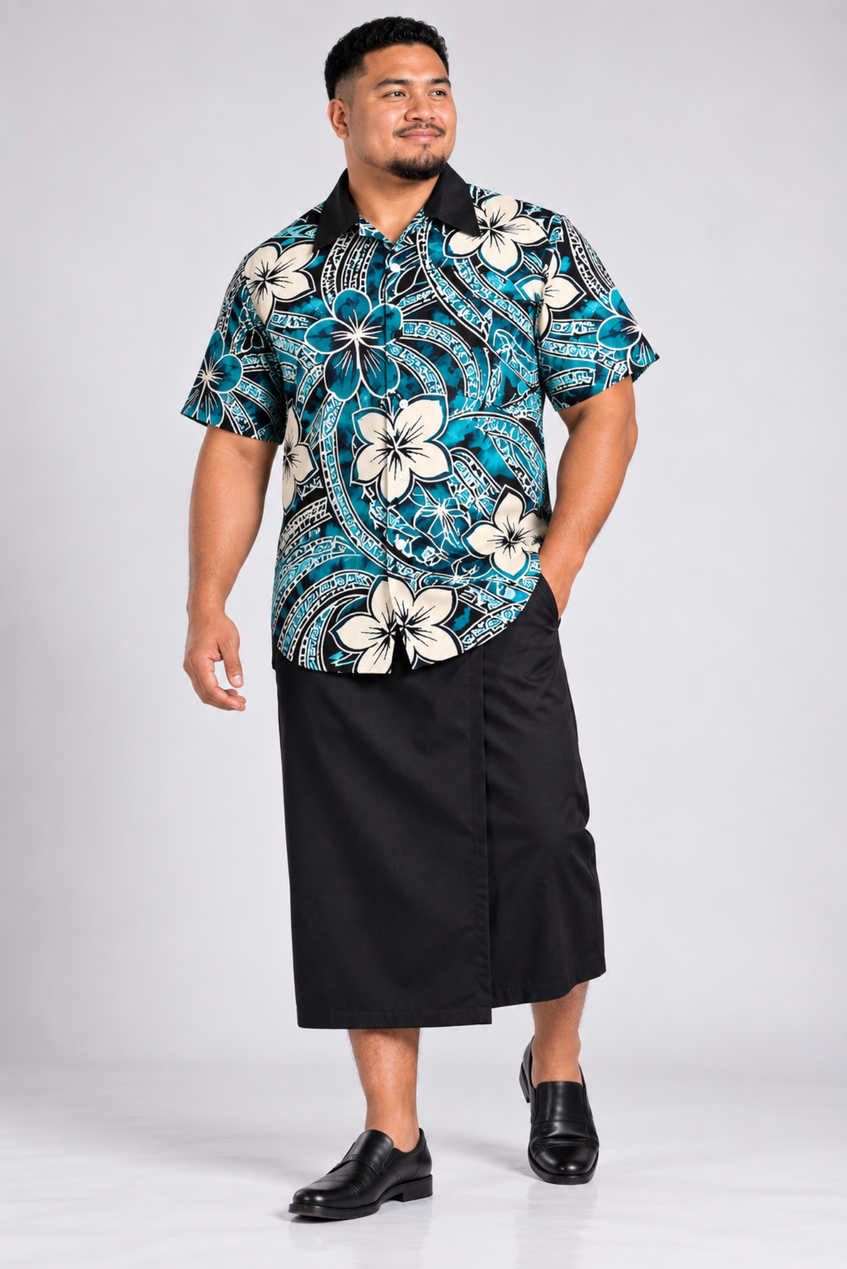 (PRE-ORDER) MENS COLLARED SHIRT -BLUE, BLACK & WHITE